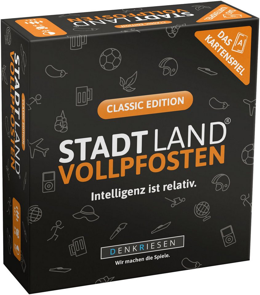 Denkriesen Spiel Stadt Land Vollpfosten, Classic Edition, Familienspiel, Made in Germany
