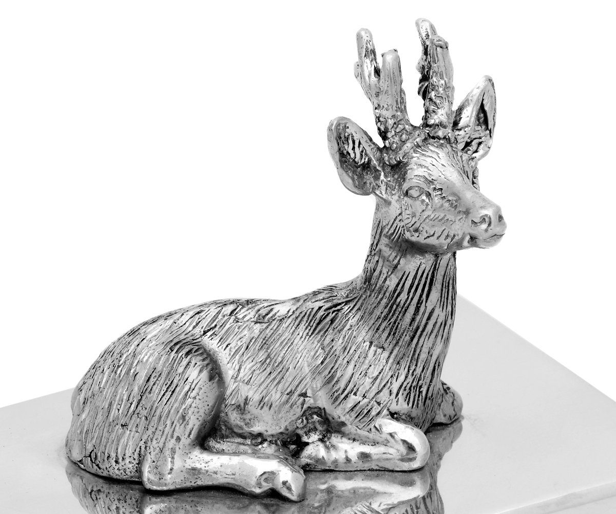 Reh Brillibrum Streichholz-Box mit Zinn Zündhölzer Edle Metall Etui Figur mit dekorativer Streichholzschachtel aus