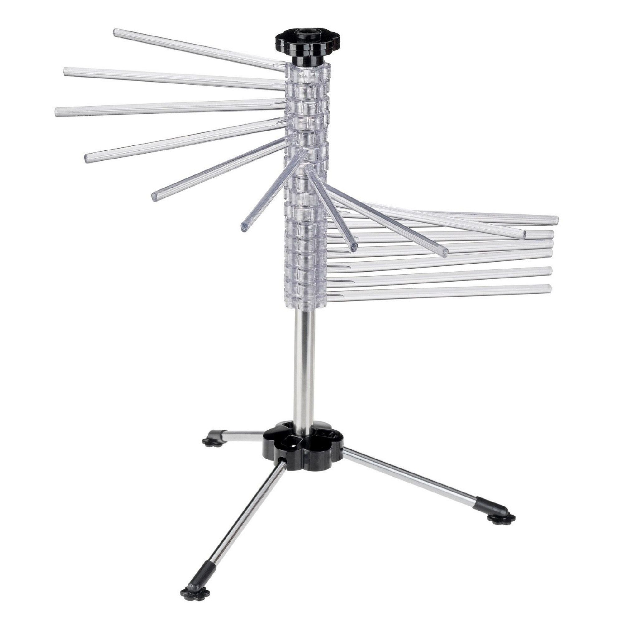 Thiru Nudeltrockner für bis zu 2 kg Pasta mit Transport-Stab - Edelstahl, platzsparend zusammenklappbar, mit Transport-Stab