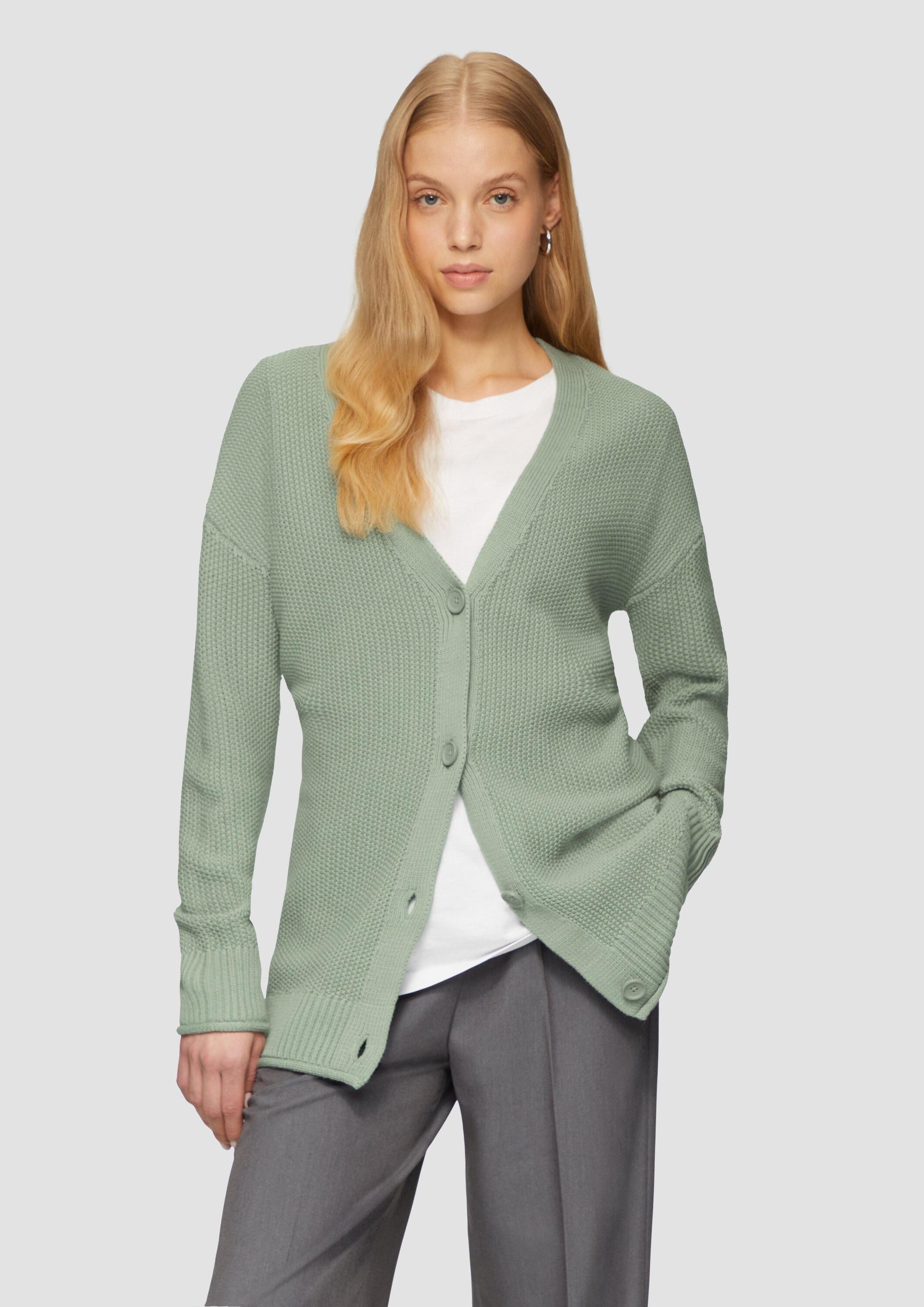 QS Cardigan Strickjacke Lange Strickjacke mit Strukturmuster