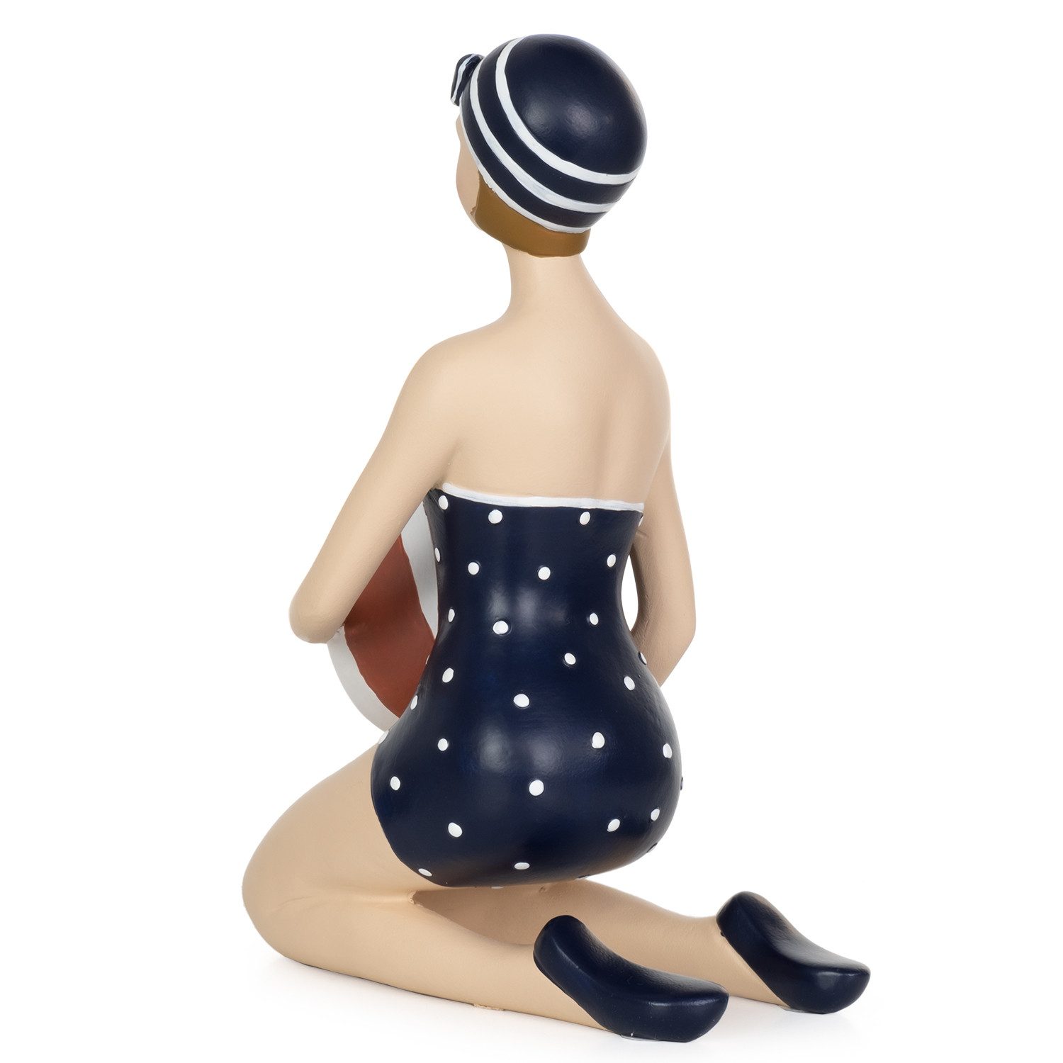 Moritz Dekofigur Deko-Figur Badenixe im Badeanzug mit Wasserbal sitzend Maritime Deko, Polyresin Figuren Deko Geschenk Geometrische TierFigur Modern Skulptur – Bild 5 von 5