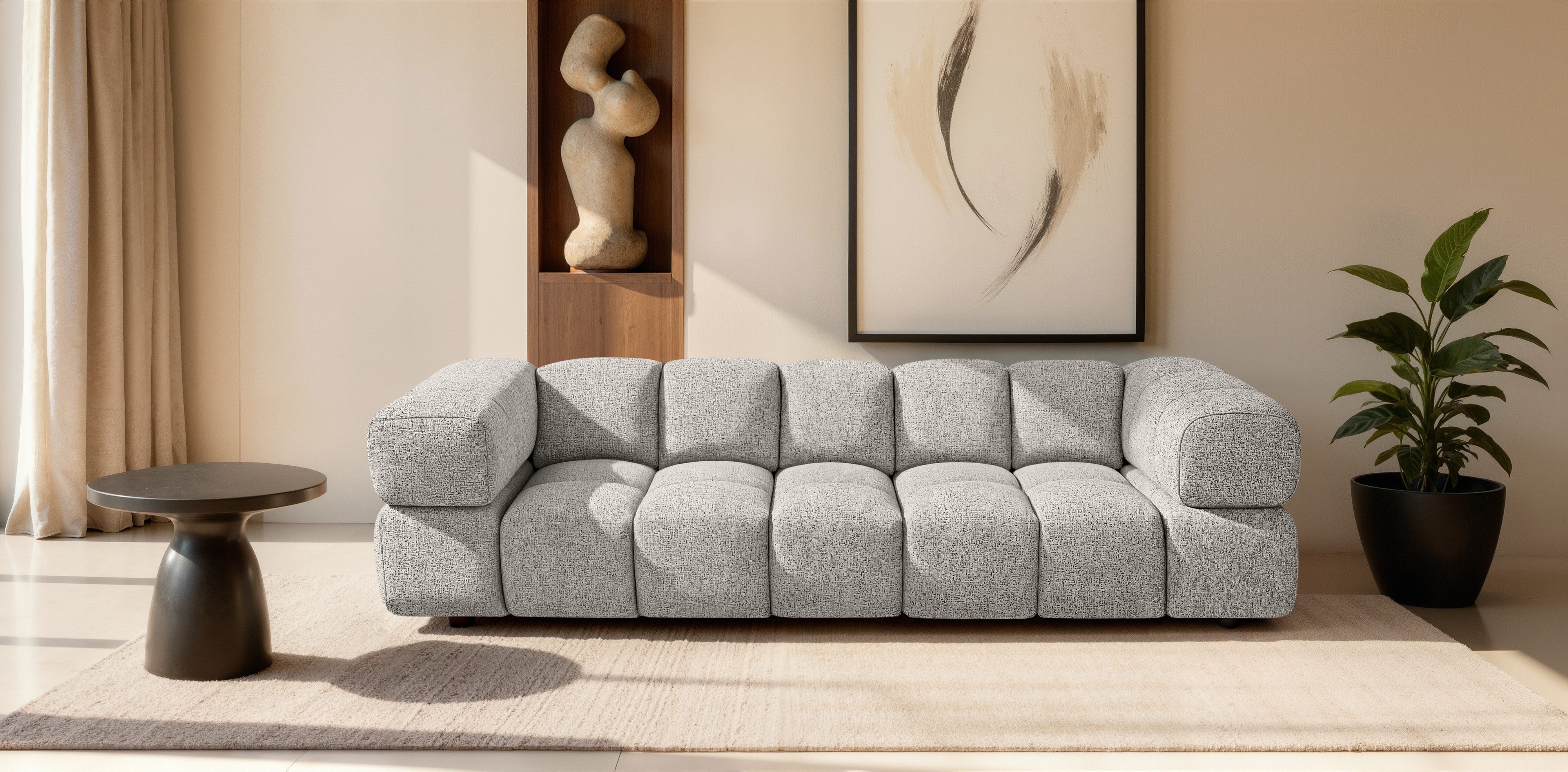 Kaiser Möbel Sofa 4-Sitzer für Wohnzimmer, Stoff Puente, Averro, 4-Sitzer, 4-Sitzer,Designer-Sofa,moderne kubische Form