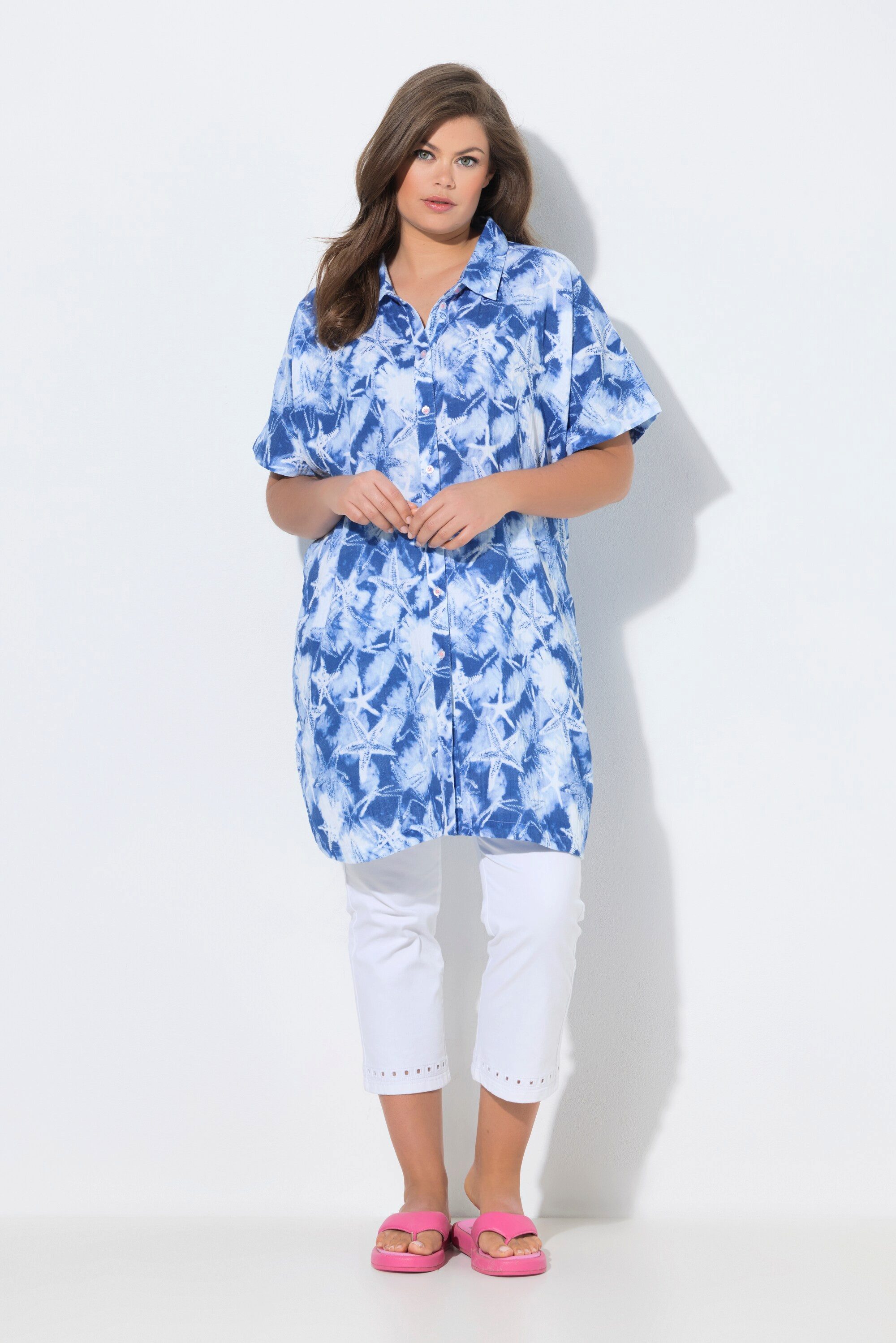 Laurasøn Hemdbluse Musselin-Long-Bluse 1/2 Arm