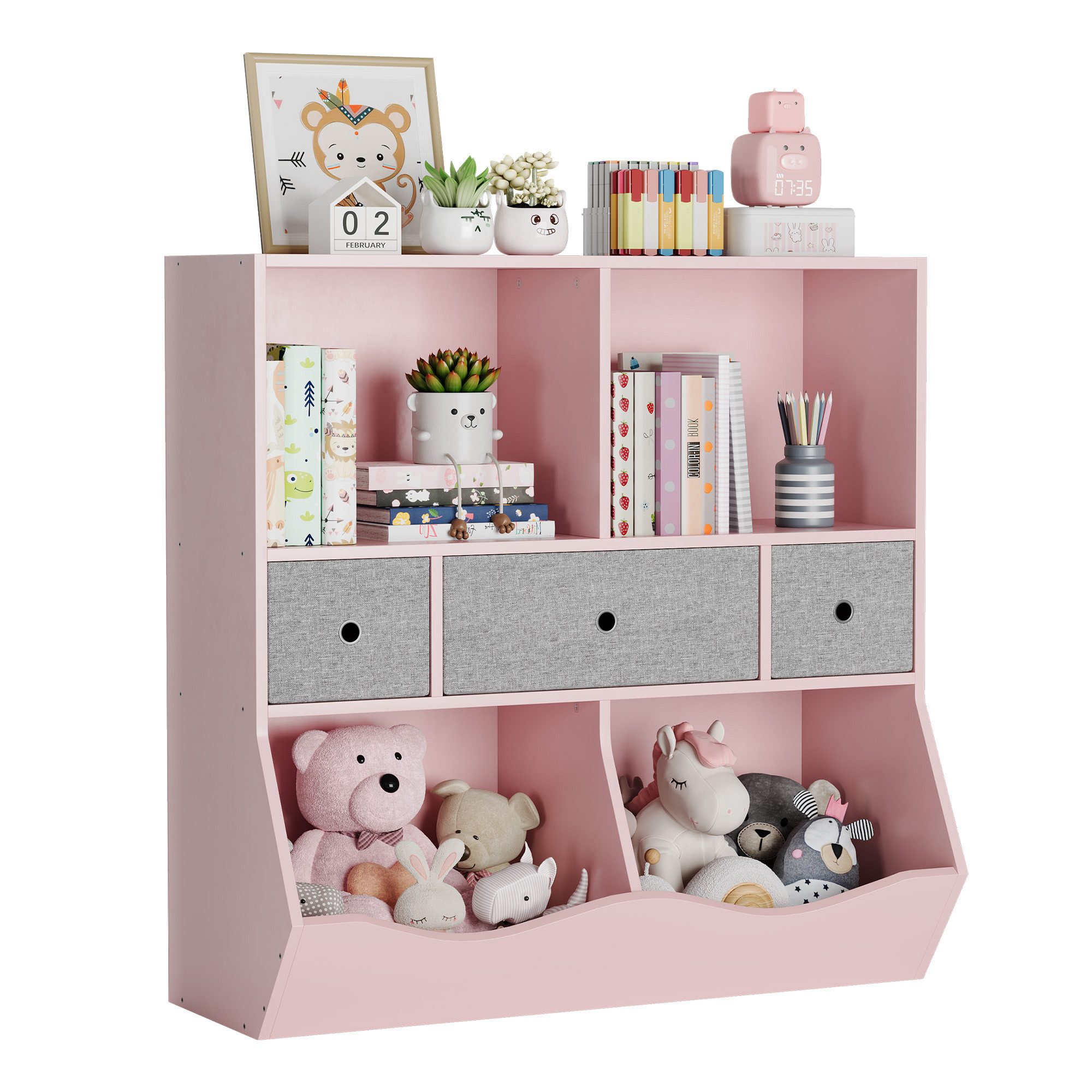 GarveeMore Kinderregal Bücherregal Kinder Spielzeugregal mit günstig online kaufen