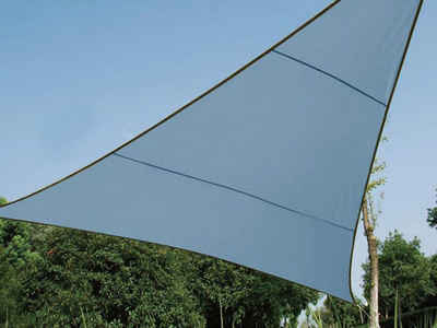 PEREL Sonnensegel, kleines dreieckiges 5,6m² Sonnenschutz-Segel Blau Terrassen-Überdachung & Balkon