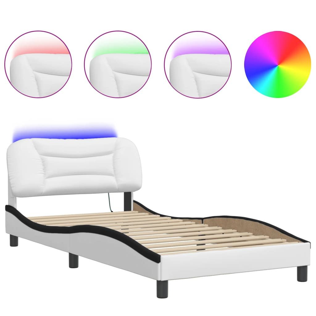 vidaXL Bett Bettgestell mit LED Weiß günstig online kaufen