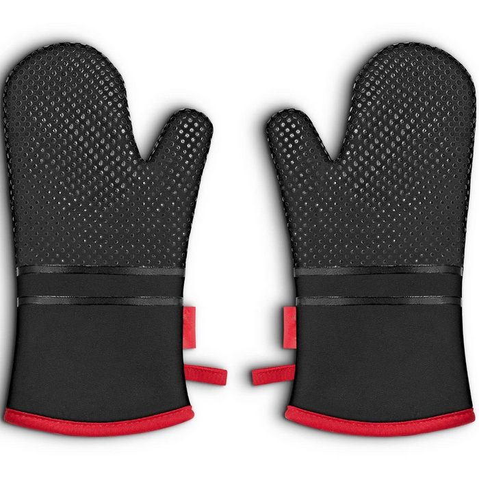 Housruse Topfhandschuhe Ofenhandschuhe Hitzebeständige Ofenhandschuhe Lange Handschuhe Anti-Rutsch-Silikon-Design 1 Paar (Besteht aus 2 Ofenhandschuhen) hitzebeständig Kieselgel