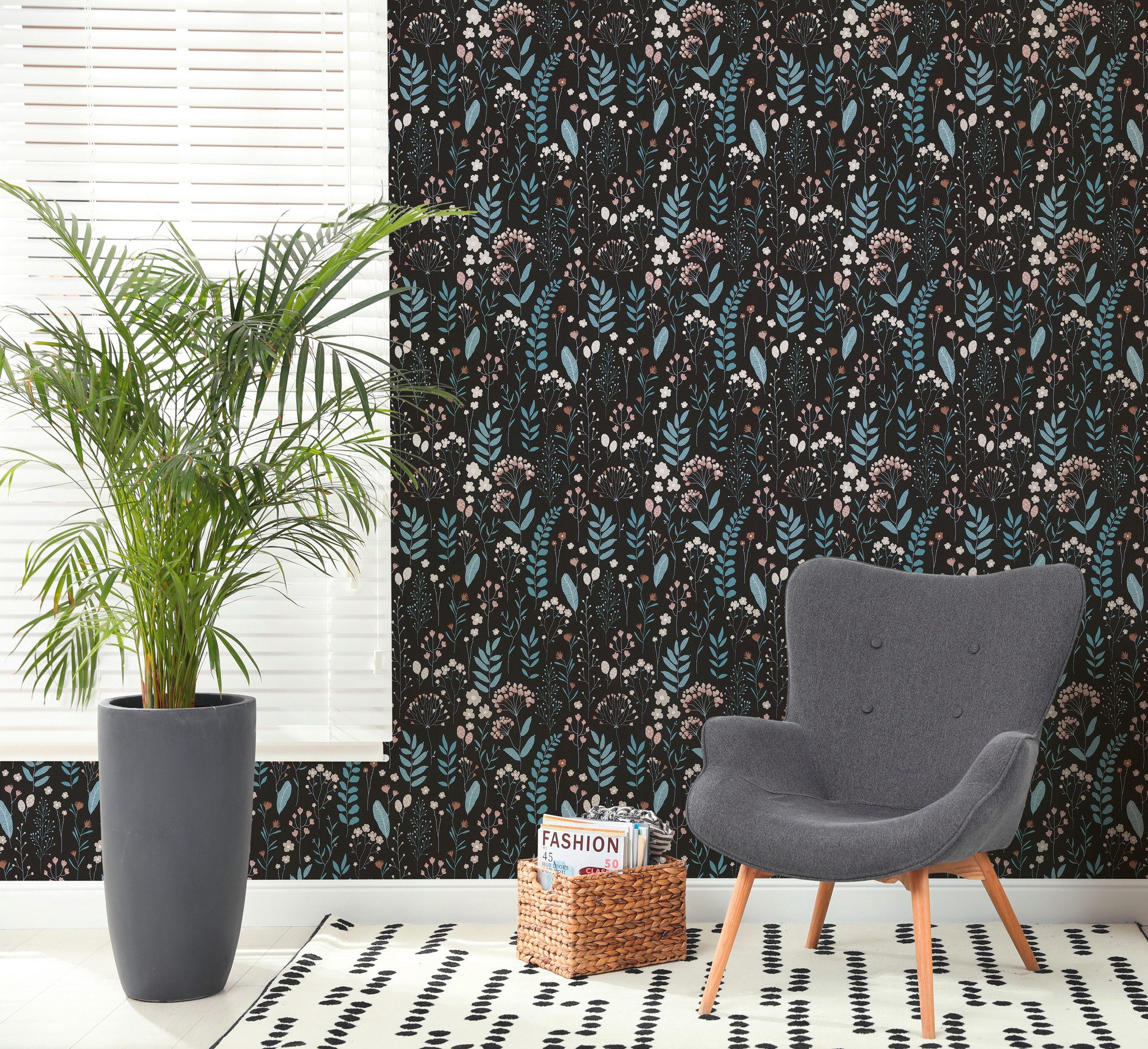 A.S. Création Vliestapete Attractive 3 – Nordic Floral, aufgeschäumt, floral, Metallic, glänzend