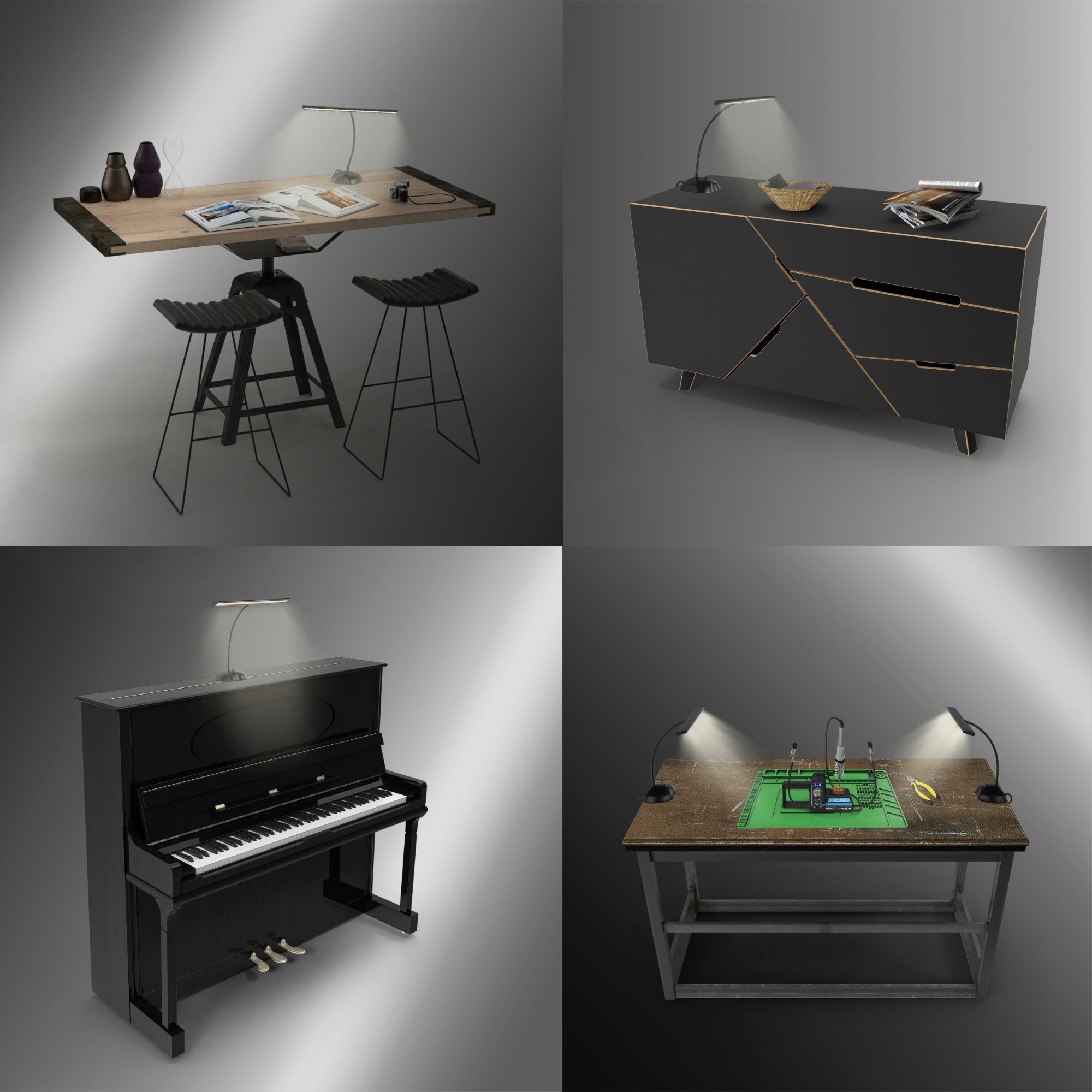Classic Cantabile Digitalpiano 12220 Dimmbare Pianoleuchte, Pianolampe mit 36 helle LEDs, stufenlos dimmbar