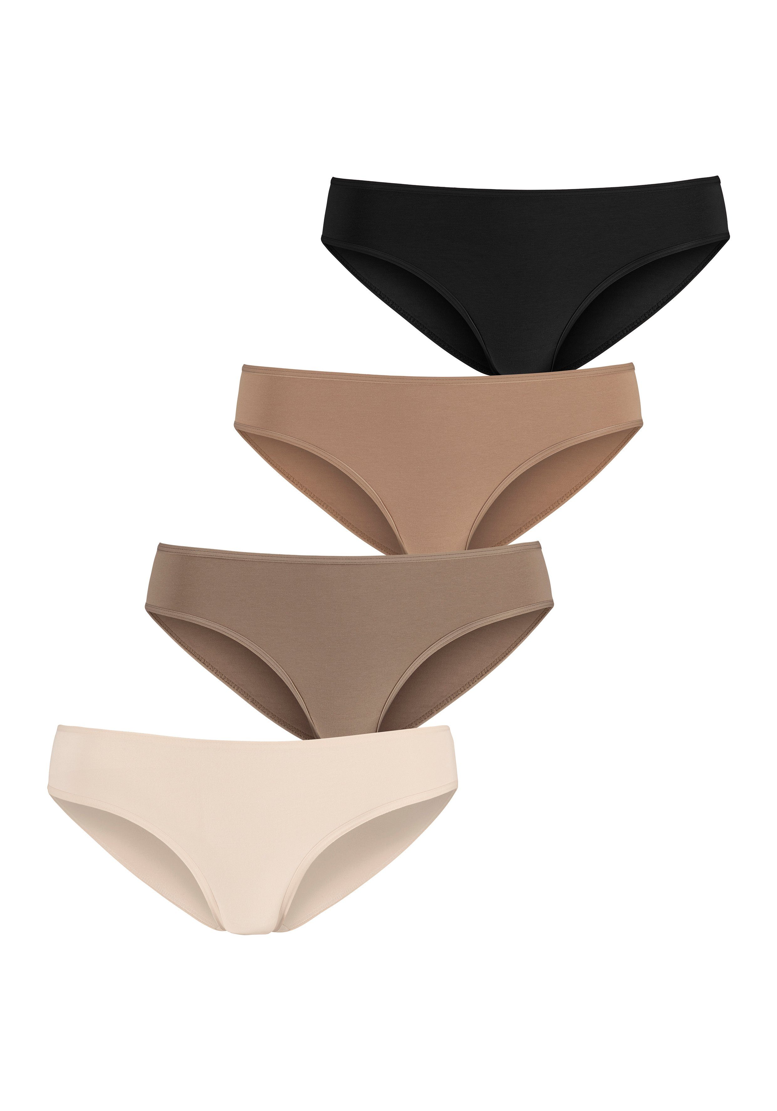 Jazz-Pants aus champagner, elastischer Slips LASCANA beige, Baumwolle 4-St) nougat, (Packung, schwarz