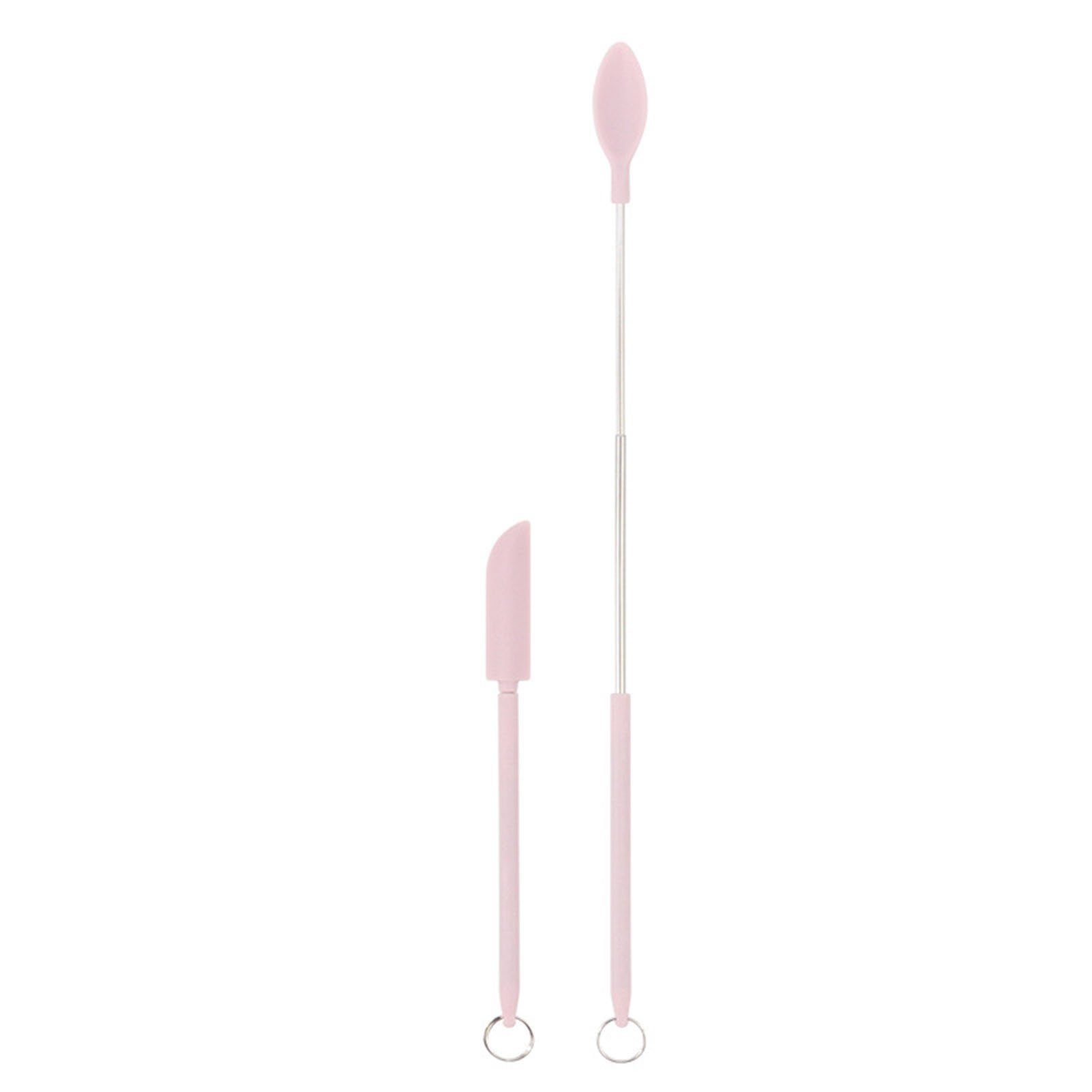 Blusmart Pfannenwender Mini-Silikonglas-Spatel-Set, Einziehbarer Küchenrührstab Für Die pink