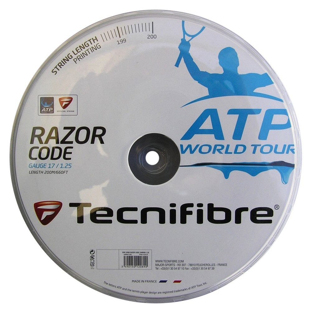 Tennissaite Razor Code (Haltbarkeit+Spin) carbongrau 200m Rolle
