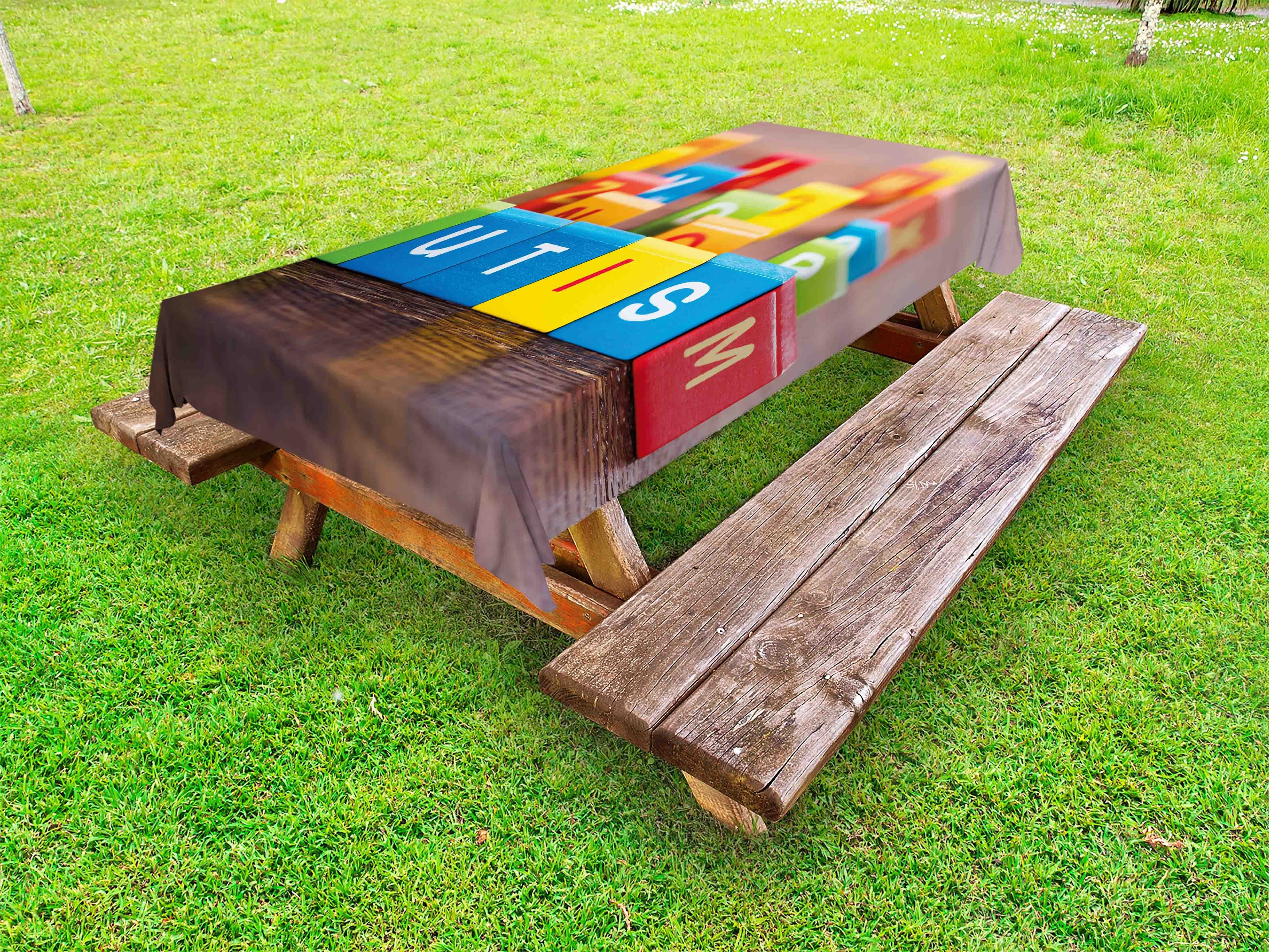 Abakuhaus Tischdecke dekorative waschbare Picknick-Tischdecke, Autismus Pädagogische Block-Beschriftung