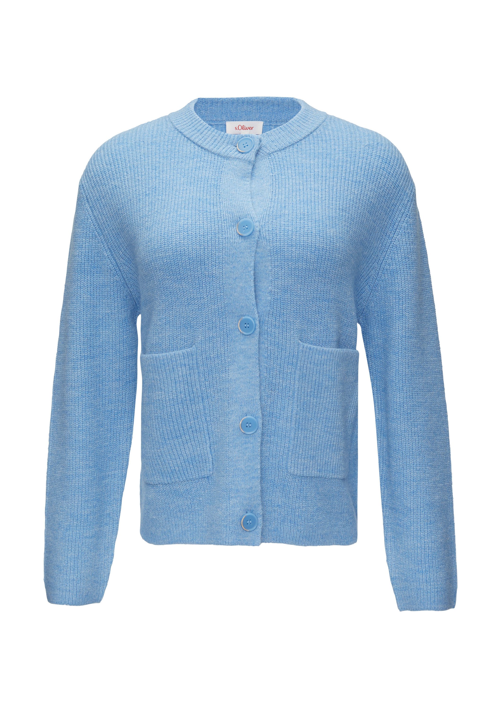 s.Oliver Cardigan Strickjacke Strickjacke aus Alpakamix mit aufgesetzten Ta günstig online kaufen