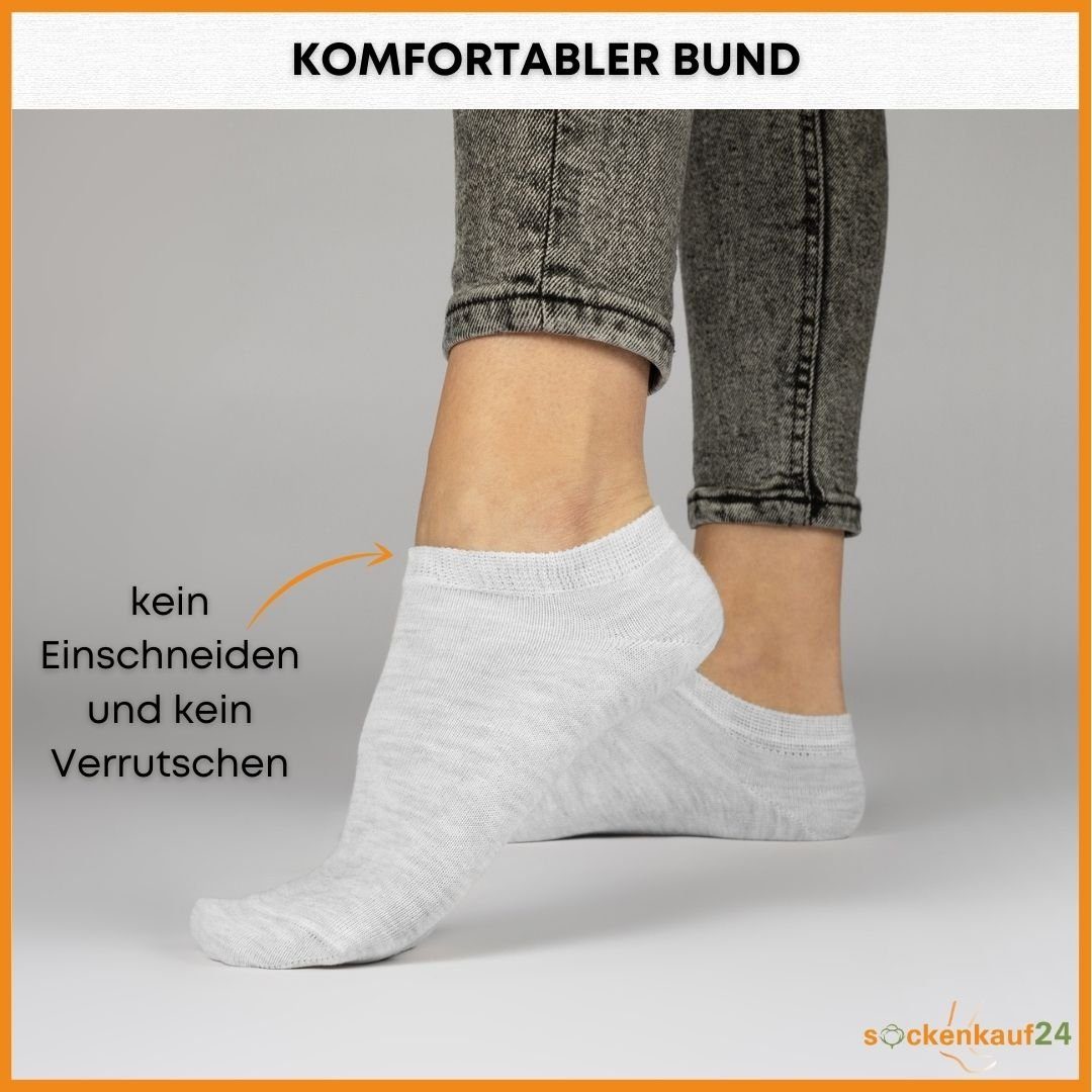 Baumwolle Sneakersocken Komfortbund WP mit (Grau, sockenkauf24 Socken 10 Basic Sneaker aus 70202T & Damen Herren - 35-38) Paar (Basicline)