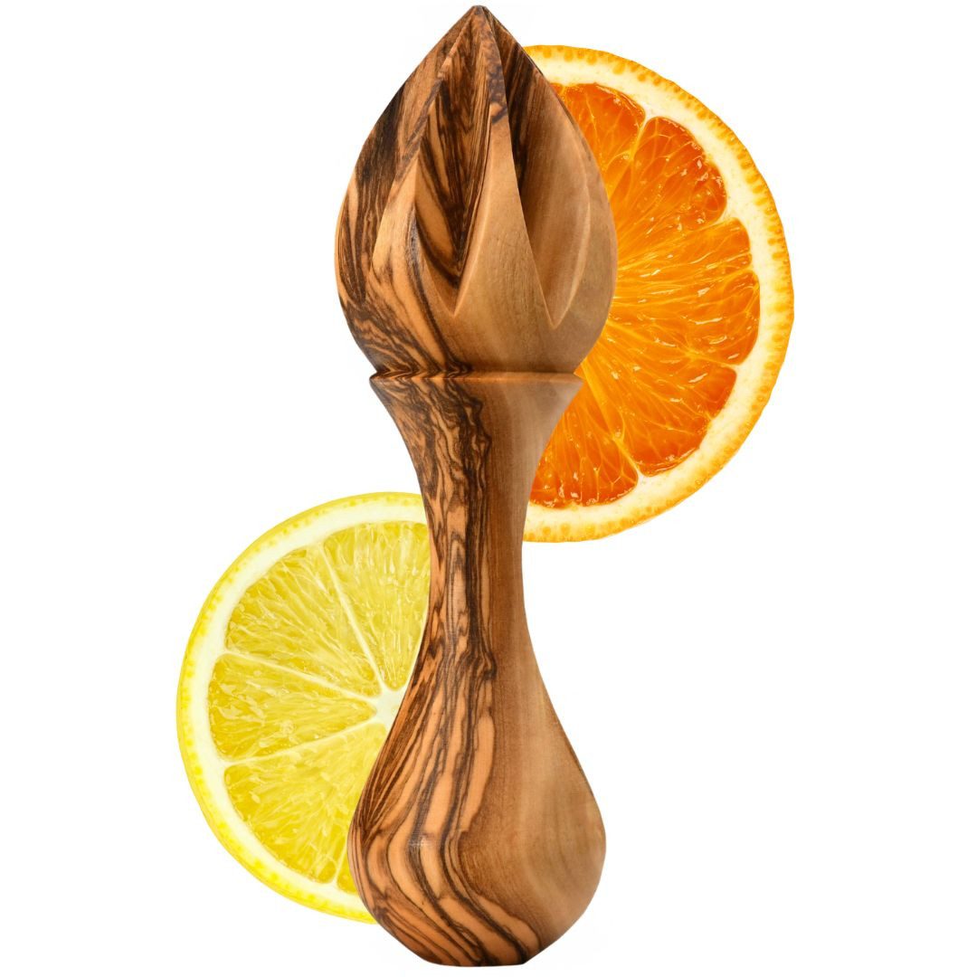 Kassis Geschenkartikel Zitruspresse aus Olivenholz, handgemacht, ergonomische Zitronenpresse für Saft, Hergestellt in Bethlehem, Geschenk zu Muttertag, Geburtstag