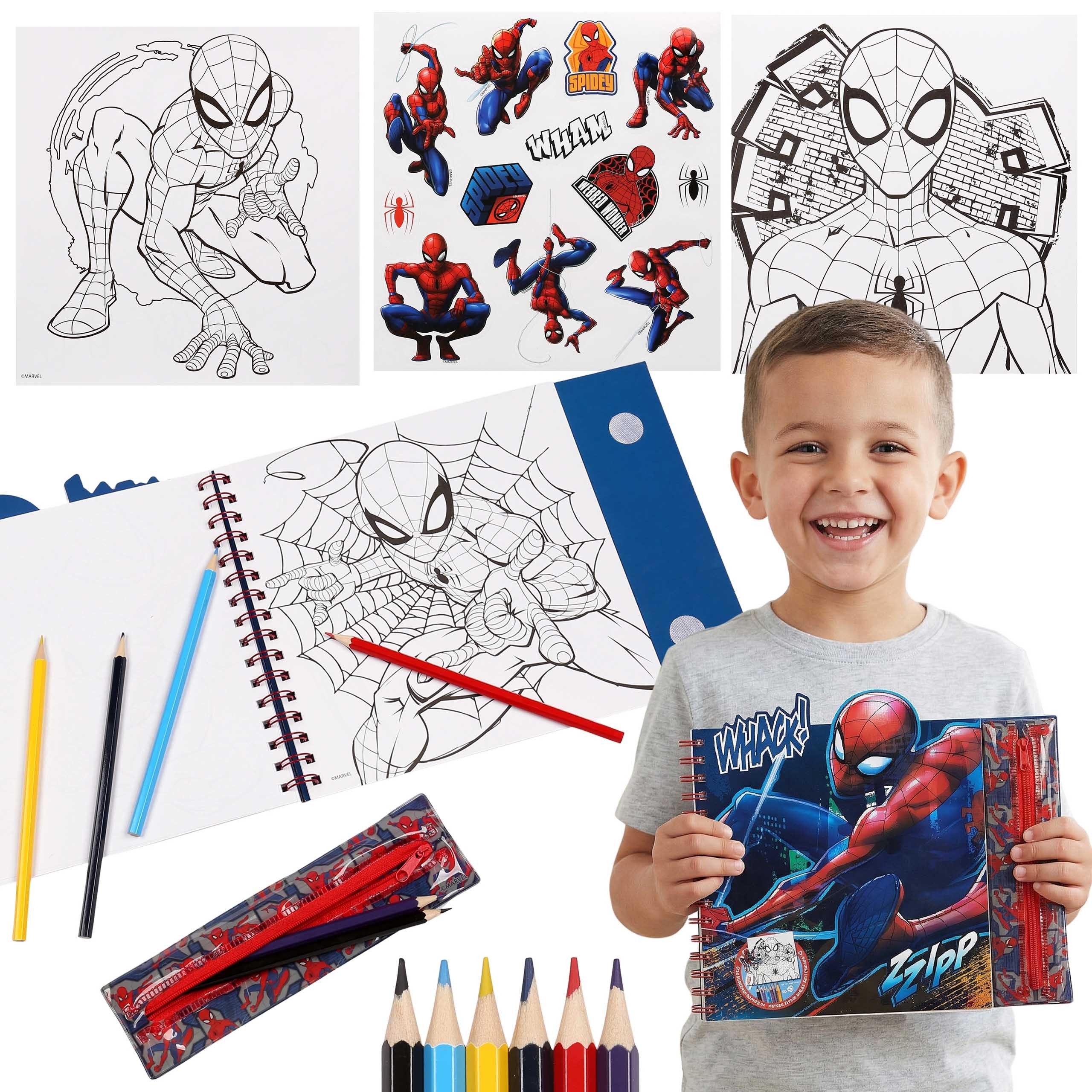 Sarcia.eu Malvorlage MARVEL Spider-Man Kreativset Kinder mit Mäppchen Buntstiften
