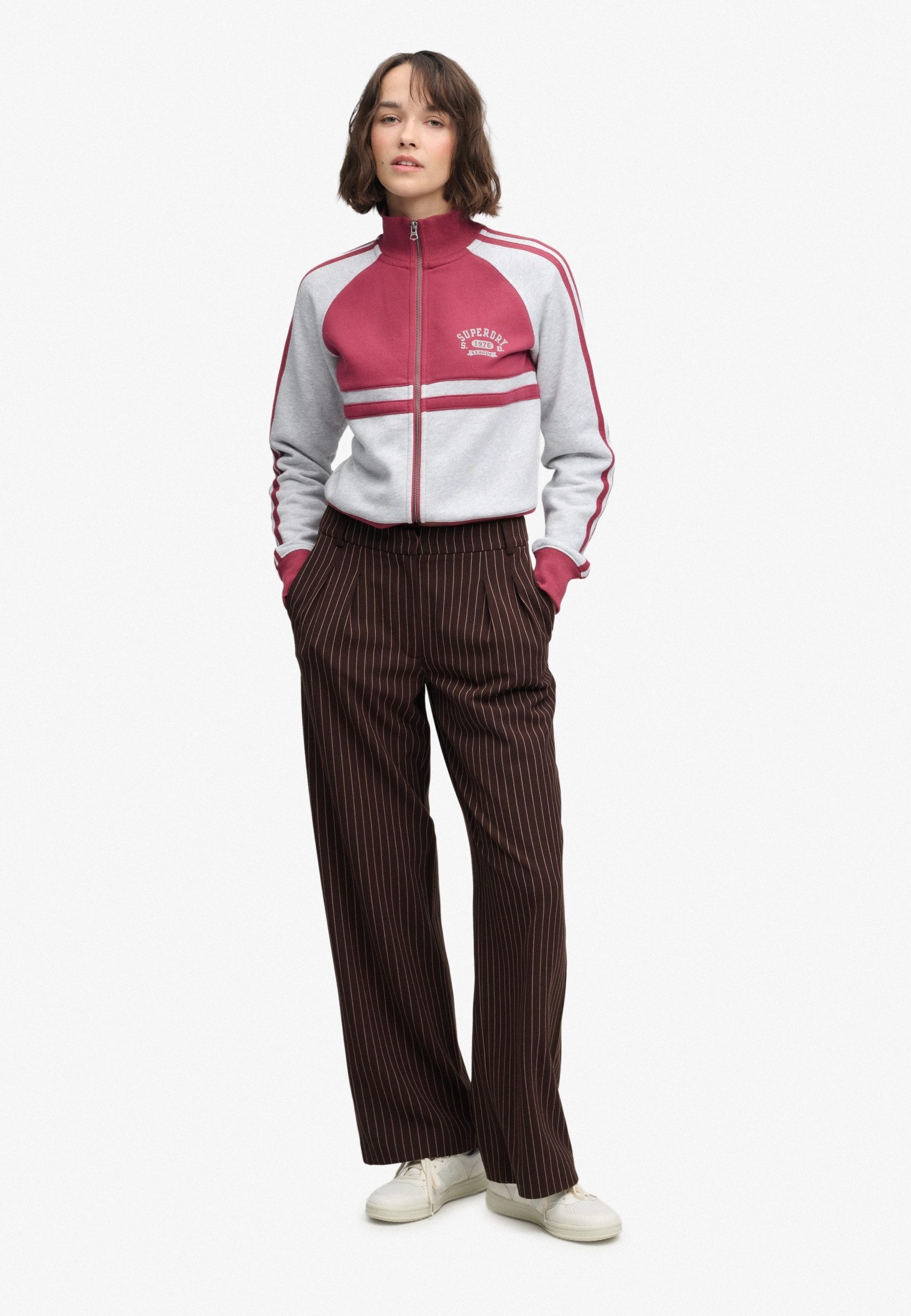 Superdry Chinos MID RISE PINSTRIPE TROUSER Brown Pinstripe