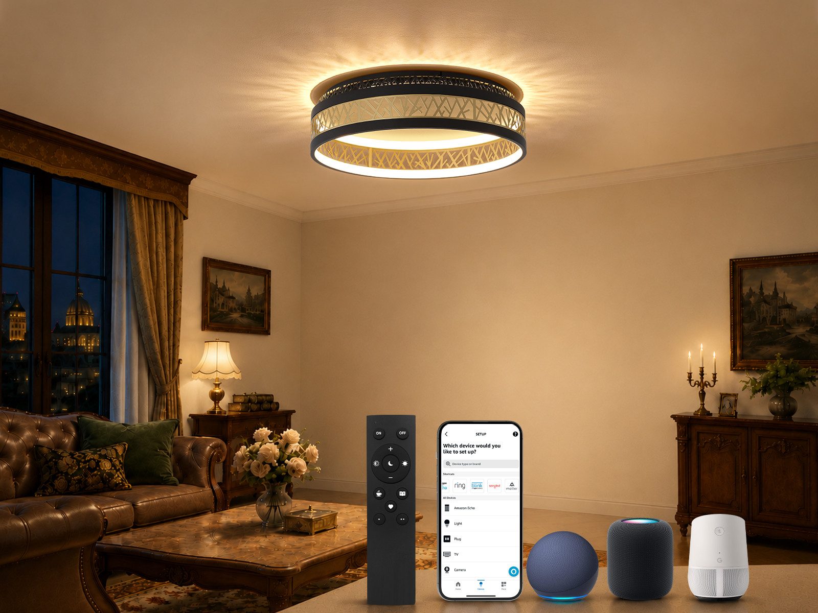 BAYHT LED Deckenleuchte Alexa 50cm dimmbar, LED fest integriert, Warmweiß - Kaltweiß