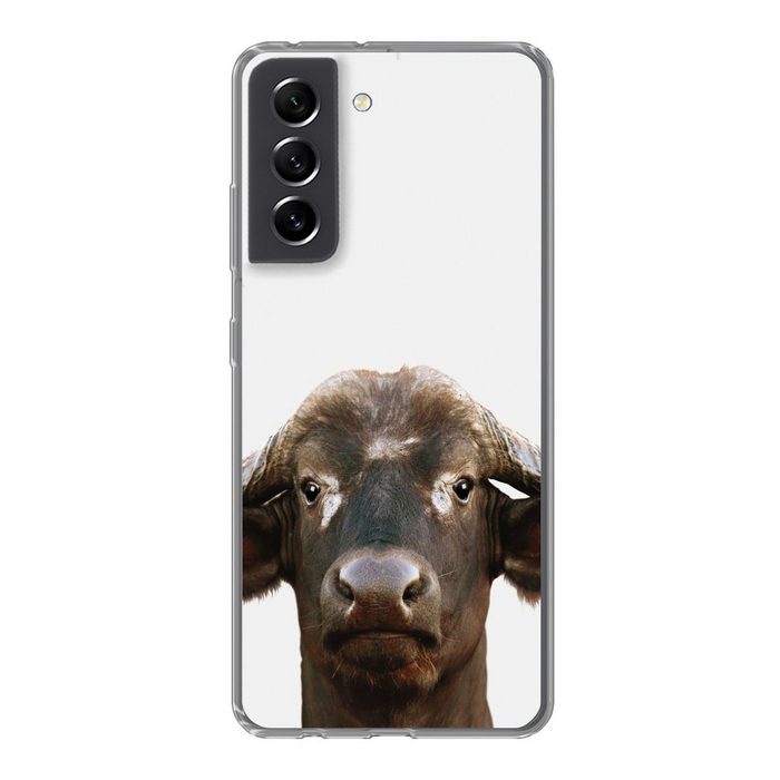 MuchoWow Handyhülle Büffel - Wasserbüffel - Kopf - Kuh - Hörner - Jungen - Mädchen Phone Case Handyhülle Samsung Galaxy S21 FE Silikon Schutzhülle