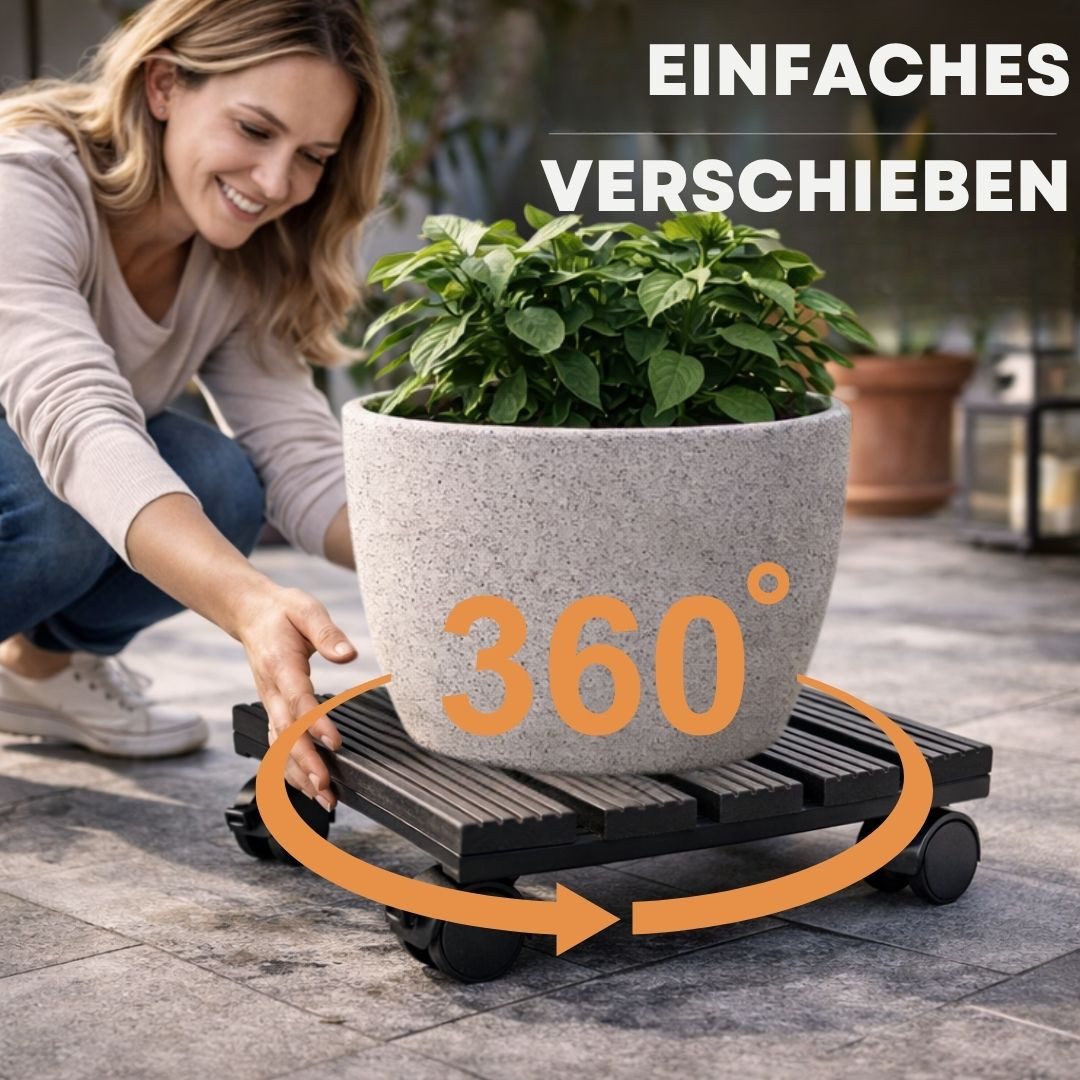 Topanbieter999 Pflanzenroller mit Feststellbremsen, Holzoptik, riss- und splitterfrei – Bild 2 von 5