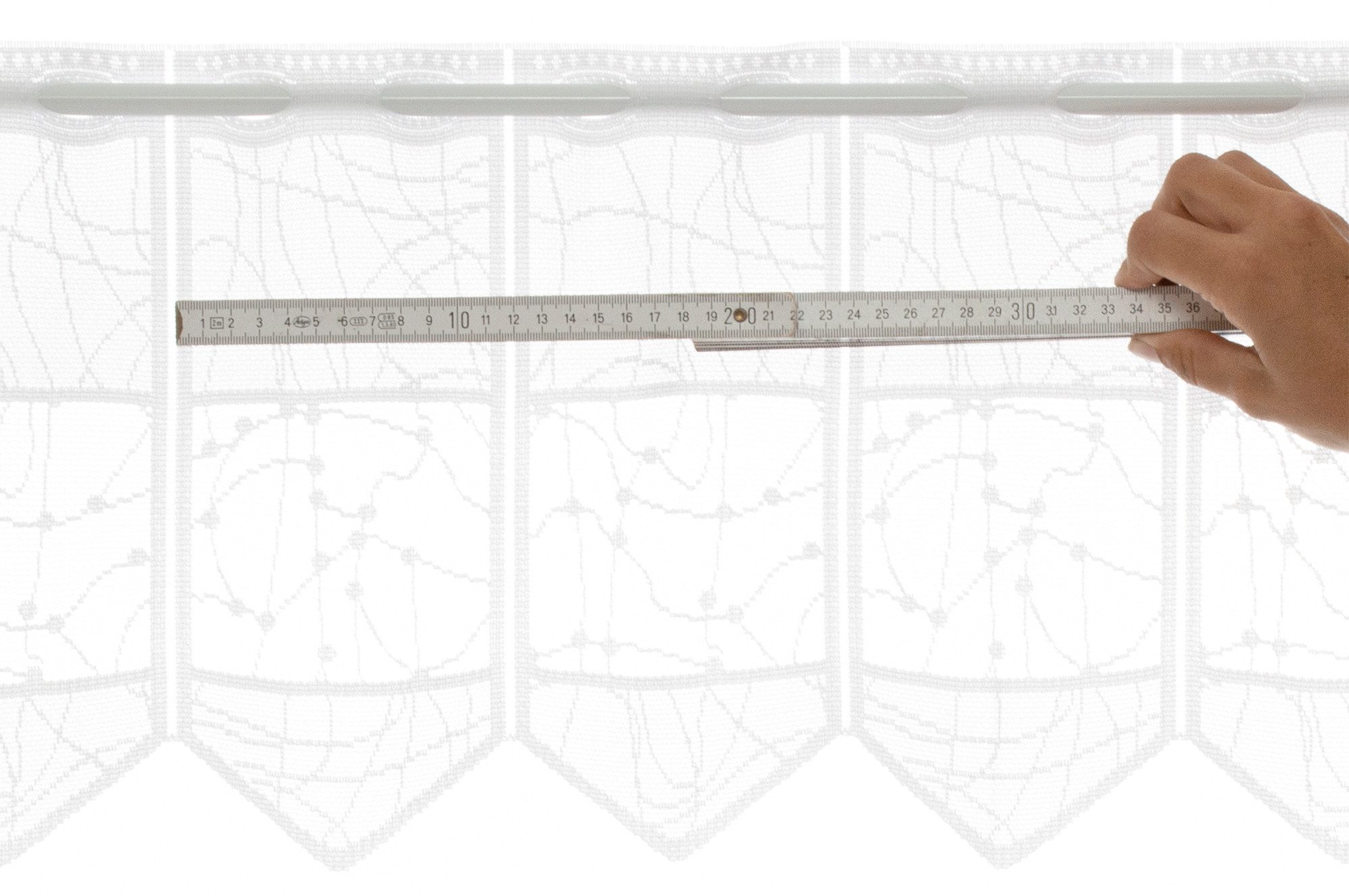 Gardinen Kranzusch Scheibengardine Jacquard mit verschlungen Linien (1 St), Stangendurchzug, transparent, Stablöcher,transparent,verschiedene Höhen, Breiten