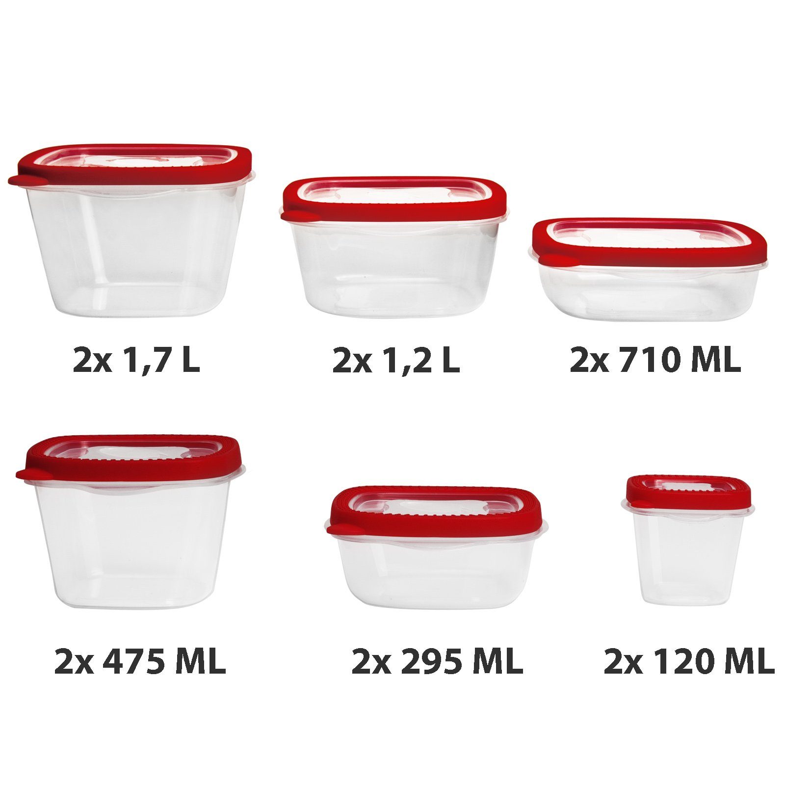 Frischhaltedose, Ventil Deuba BPA-Frei Küche Vorratsdosen Spülmaschinen- & mit Rot Deckel (24-tlg),