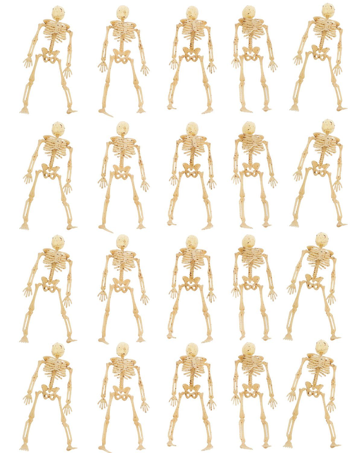 CHAKS Dekoobjekt 20er Set 'Mini Skelette' - 9 cm, Knochenweiß - Ha