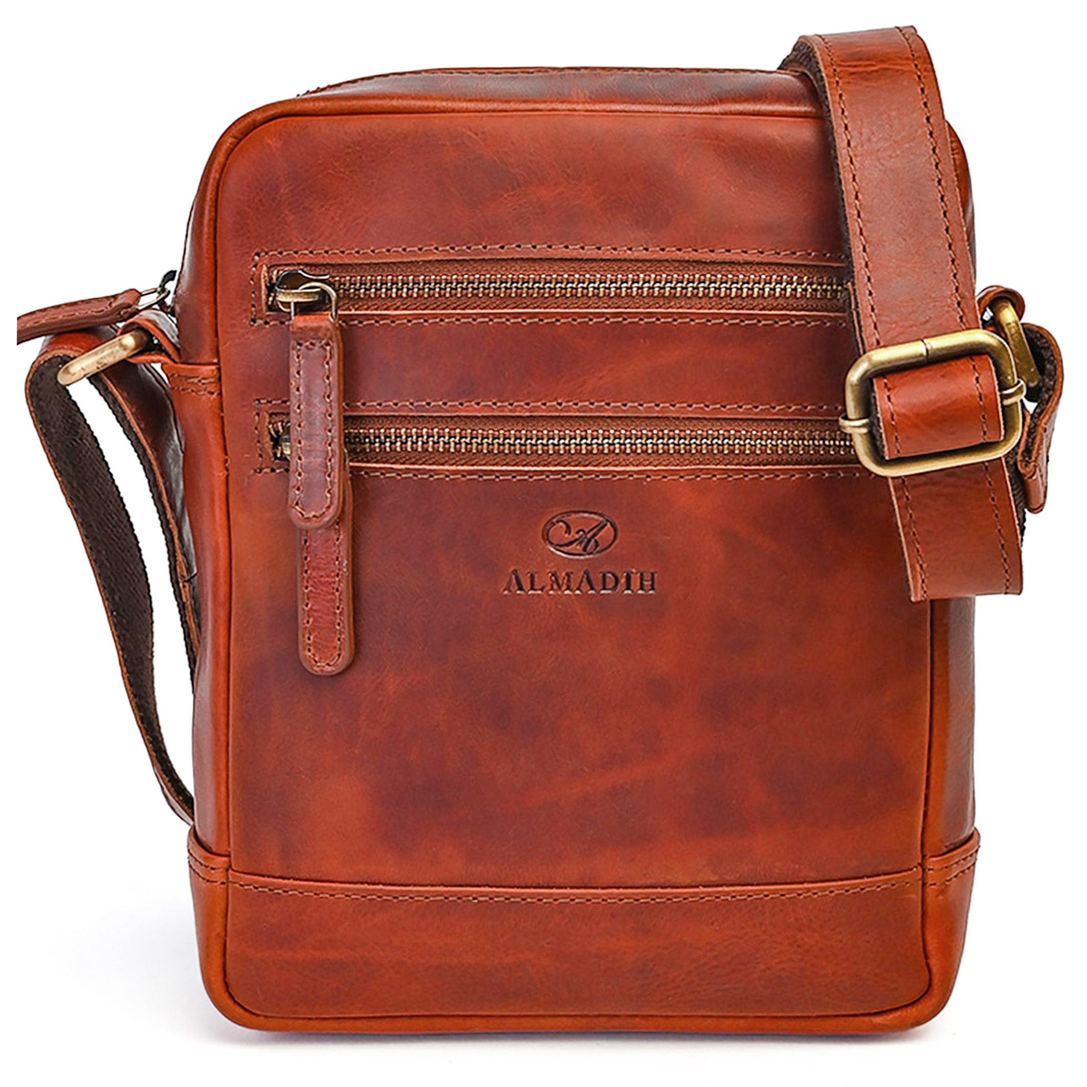 Umhängetasche Leder Herren LEON Kompakte Ledertasche für Reisen & Alltag .