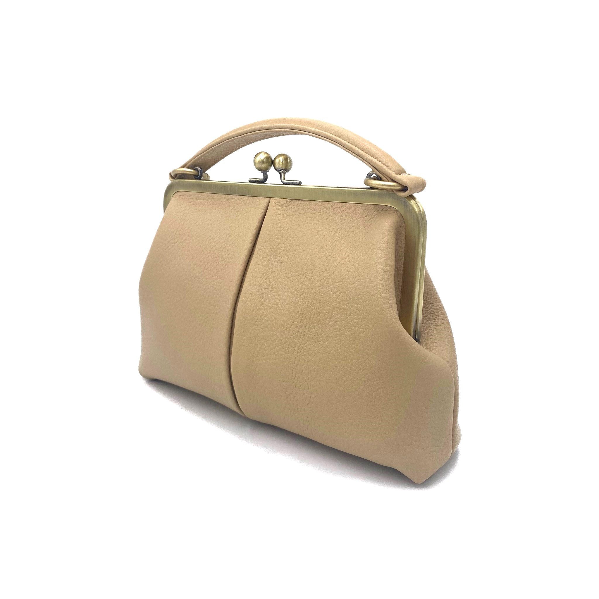 Taschenkinder Handtasche Damen Handtasche Leder "Kleine Olive", Umhängetasche, Vintage Stil., Echtleder Tasche mit Bügelverschluss