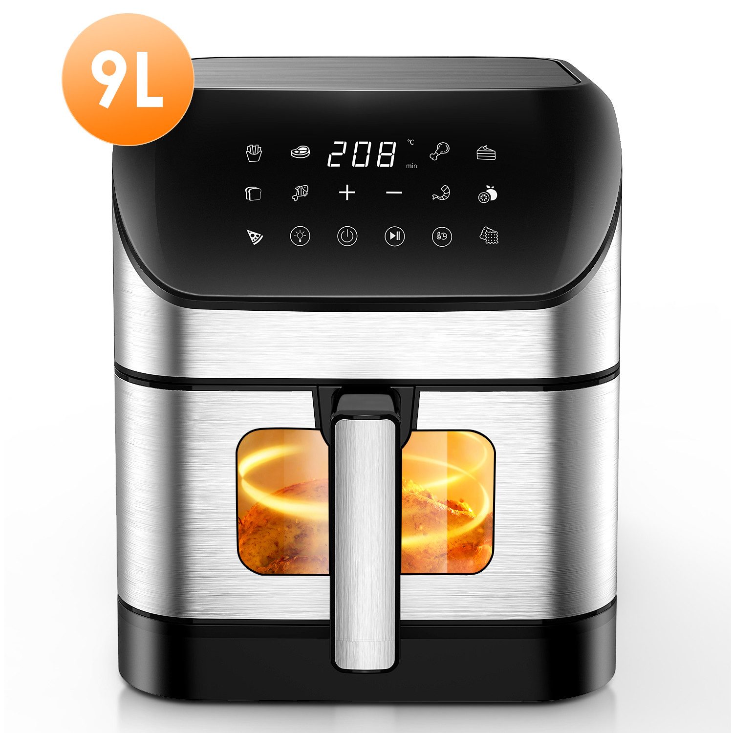 Heißluftfritteuse 6,2 l 9 l Heißluftfritteuse Airfryer XL BA389 mit Sichtbares Sichtfenster