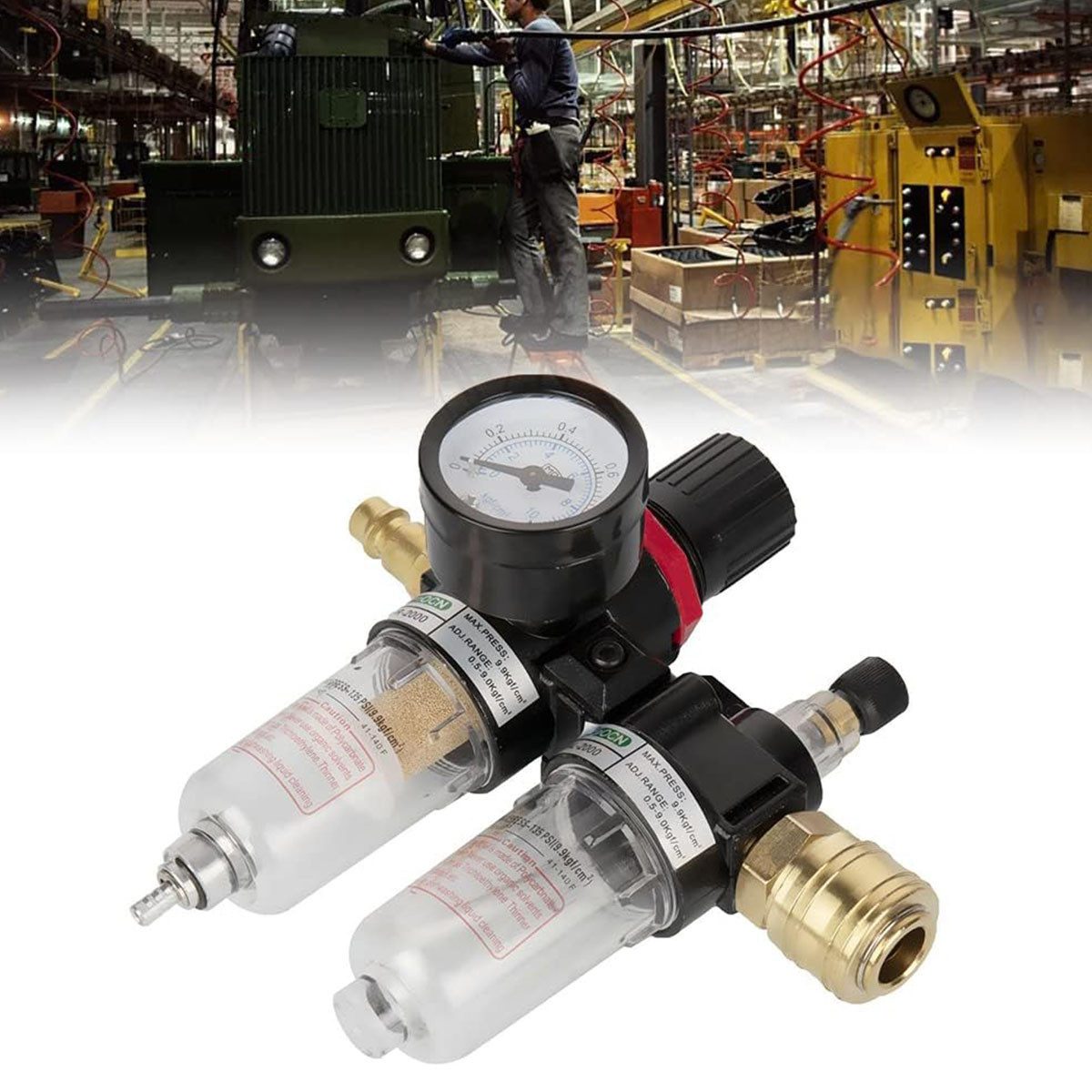 FELIXLEO Druckminderer Druckminderer 1/4" Kompressor Wartungseinheit mit Wasserabscheider, (1-St)