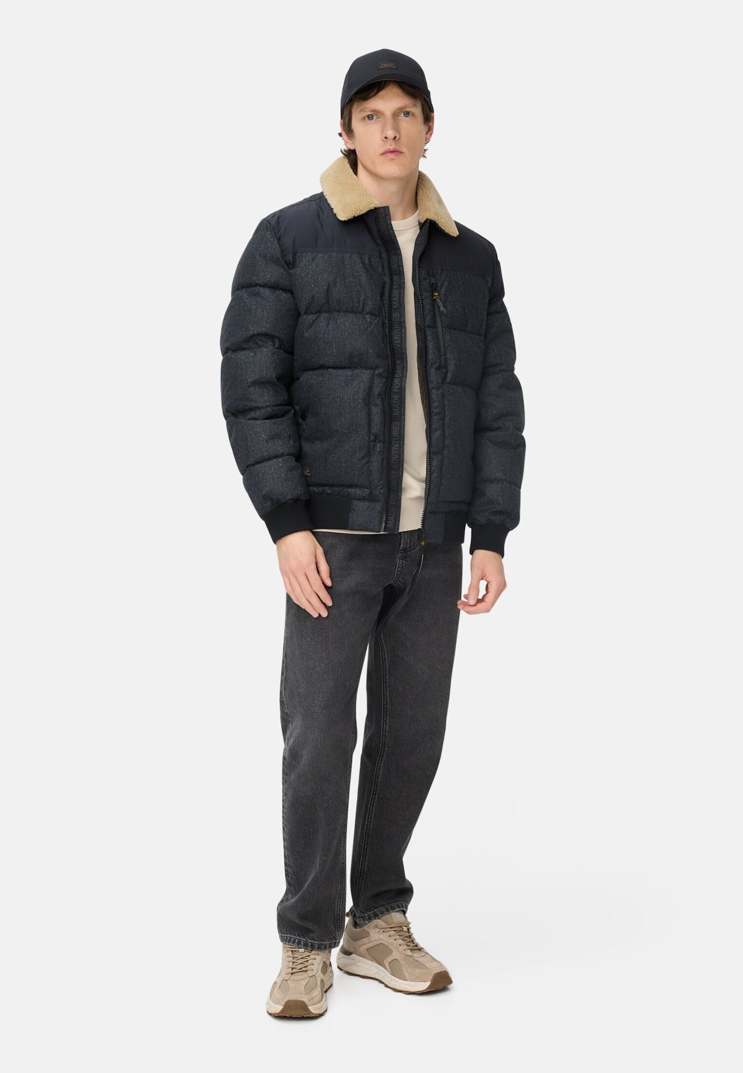 camel active Winterjacke Blouson mit abnehmbarem Kragen Langarm