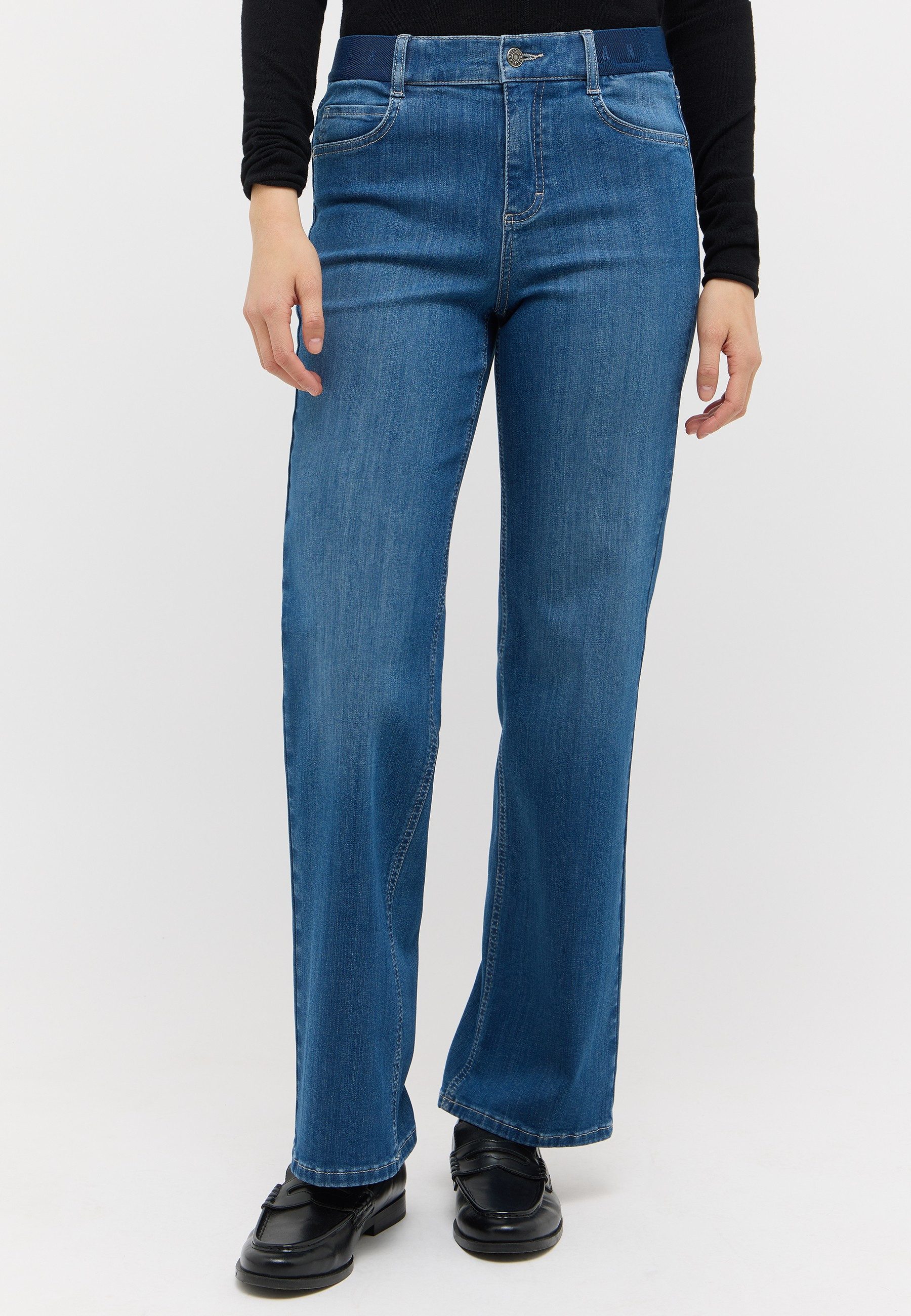 ANGELS 5-Pocket-Jeans L. SPORTY weite Passform, mit Gürtelschlaufen, 1-Knopf-Form
