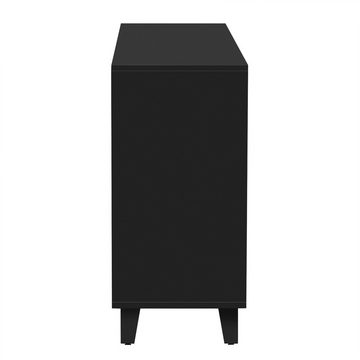 IDEASY TV-Schrank TV-Schrank mit Hohlmuster, Sideboard, Spiegeltür (geeignet für Fernseher bis 65 Zoll) 4 Türen,verstellbare Einlegeböden, Schwarz/Weiß