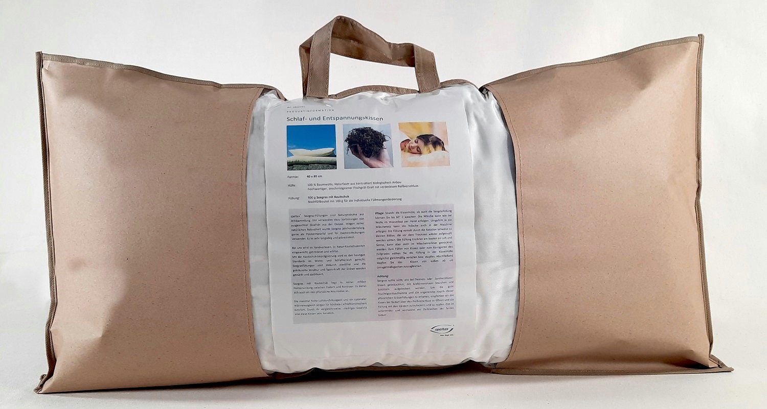 speltex Naturfaserkopfkissen Bio Seegraskopfkissen 40x80cm Füllung Seegras, Füllung: Seegras, Mit Seegras gefüllt