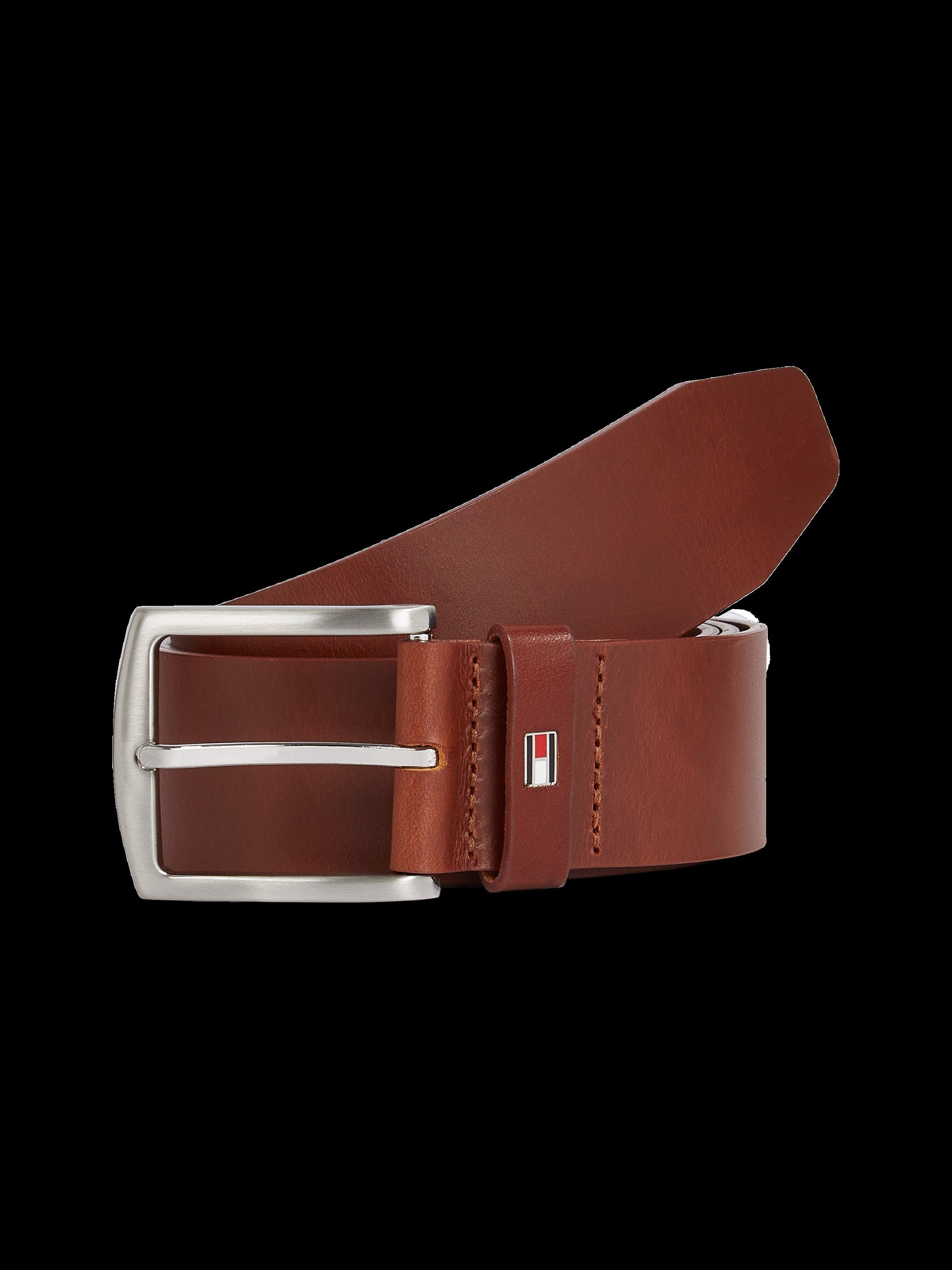 Ledergürtel BELT Hilfiger mit Flag-Logoschlaufe NEW cognac DENTON Tommy