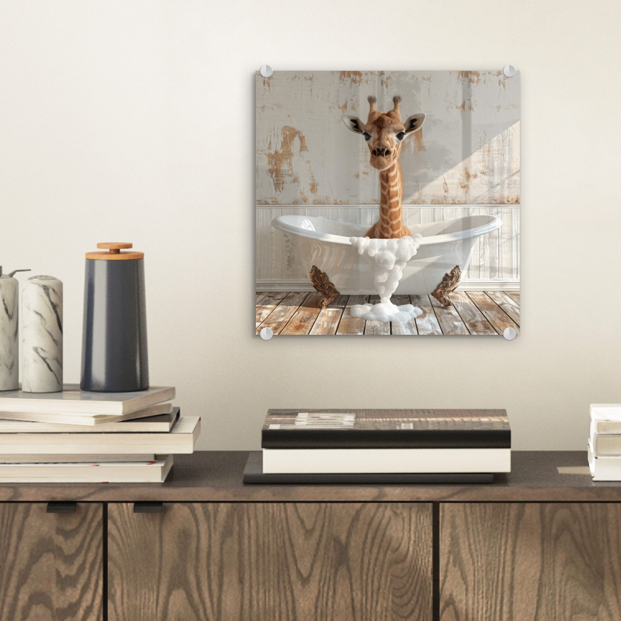 MuchoWow Acrylglasbild Giraffe - Badewanne - günstig online kaufen