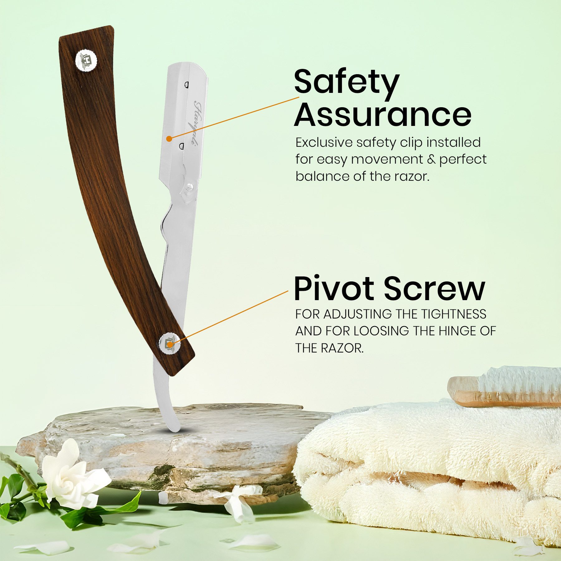Haryali London Rasiermesser Handgefertigtes Rasiermesser, Shavette, Rasierhobel aus dunklem Holz, Pack, 1-tlg., Rasierapparat mit Klinge und Holzoberfläche., Abwaschbarer, rutschfester Griff. Passend für alle Rasierklingen.