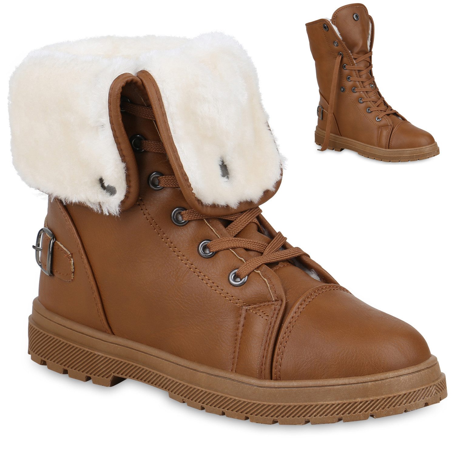 VAN HILL 813745 Stiefelette Warm Gefütterte Damen Stiefeletten Worker Boots günstig online kaufen