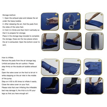 FUROKOY Luftbett Camping feuchtigkeitsdichte Luftmatratze mit Kissen, marineblau, , (leichte Trage aufblasbare Matratze doppelt), Nickerchen Lagerung aufblasbare Matratze