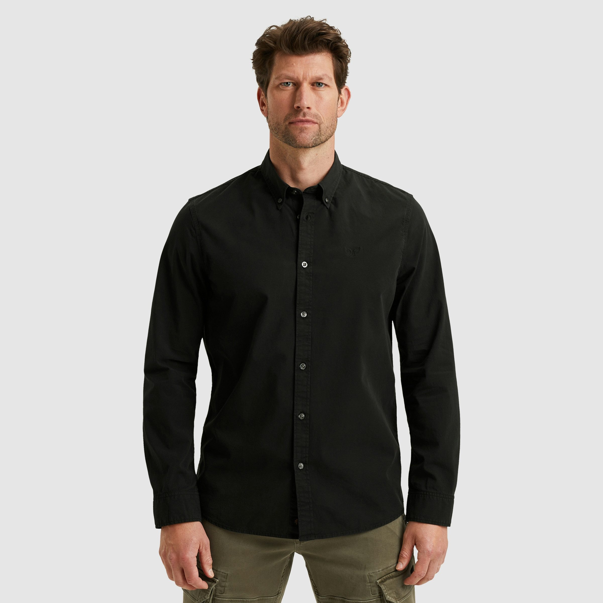 PME LEGEND Langarmhemd mit Logo Stickerei günstig online kaufen