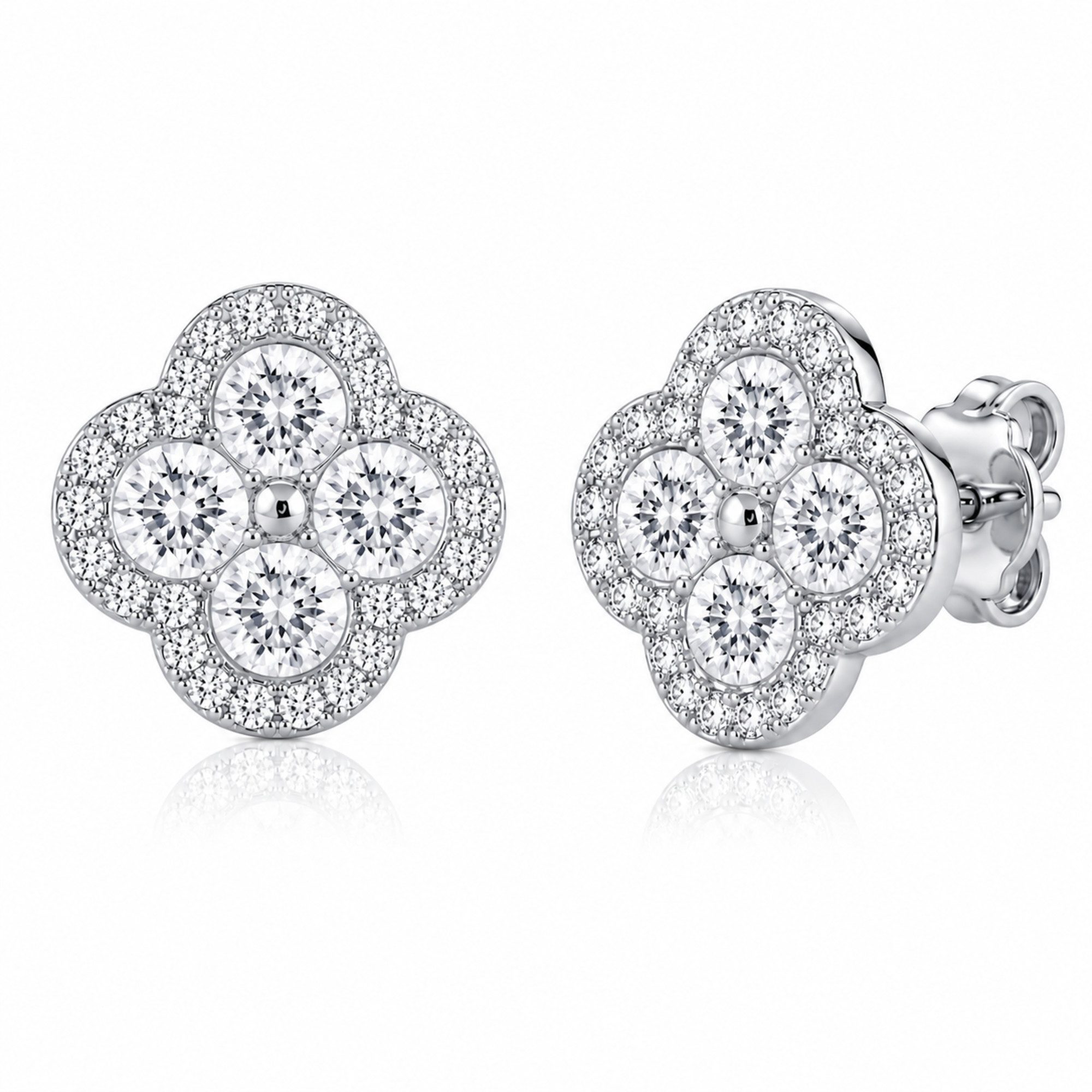ROUGEMONT Silberkette Funkelnde Kleeblatt-Clover Damen Halskette 45cm 925 sterling Silber, Elegantes Clover Design Symbol für Glück, Liebe und positive Energie