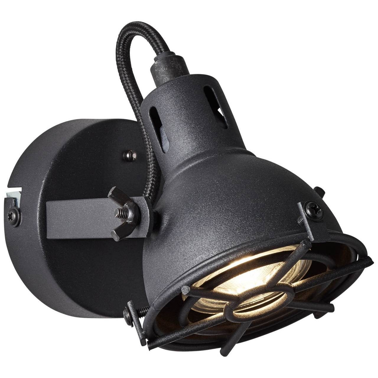 Brilliant Wandleuchte Jesper, 3000K, Lampe Jesper LED Wandspot schwarz korund 1x LED-PAR51, GU10, 5W LED- | Wandstrahler