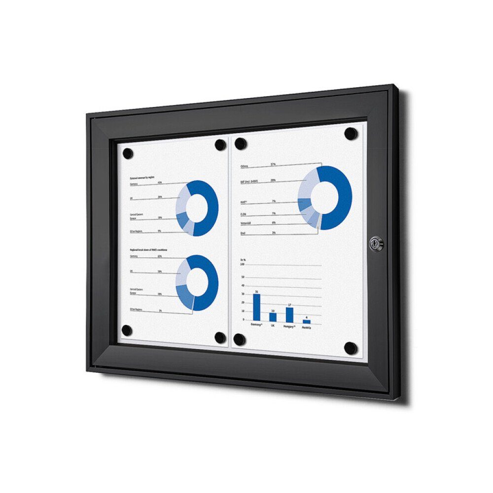 Hängevitrine für Innen und Außen SCS - 2x DIN A4 - Aluminium - Schwarz