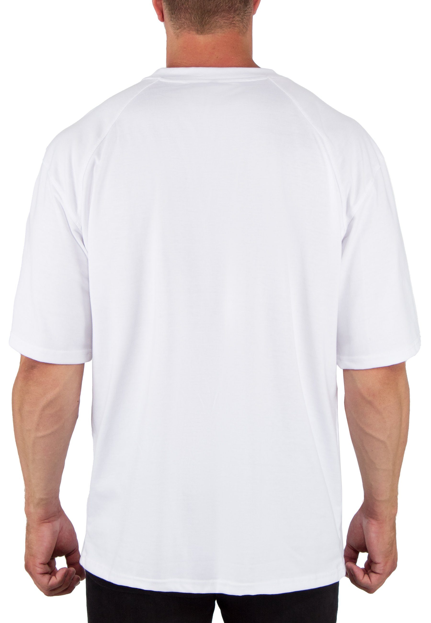 (1-tlg) 22RS033A Oversize-Shirt Stitching mit T-Shirt Reichstadt Brust der Reichstadt Weiß auf Herren