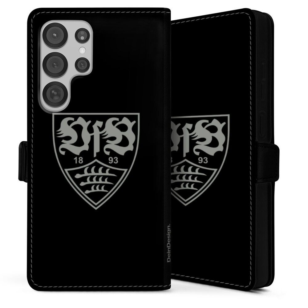 DeinDesign Handyhülle Offizielles Lizenzprodukt VfB Stuttgart Logo VfB Stuttgart schwarz, Samsung Galaxy S25 Ultra Hülle Handy Flip Case Wallet Cover