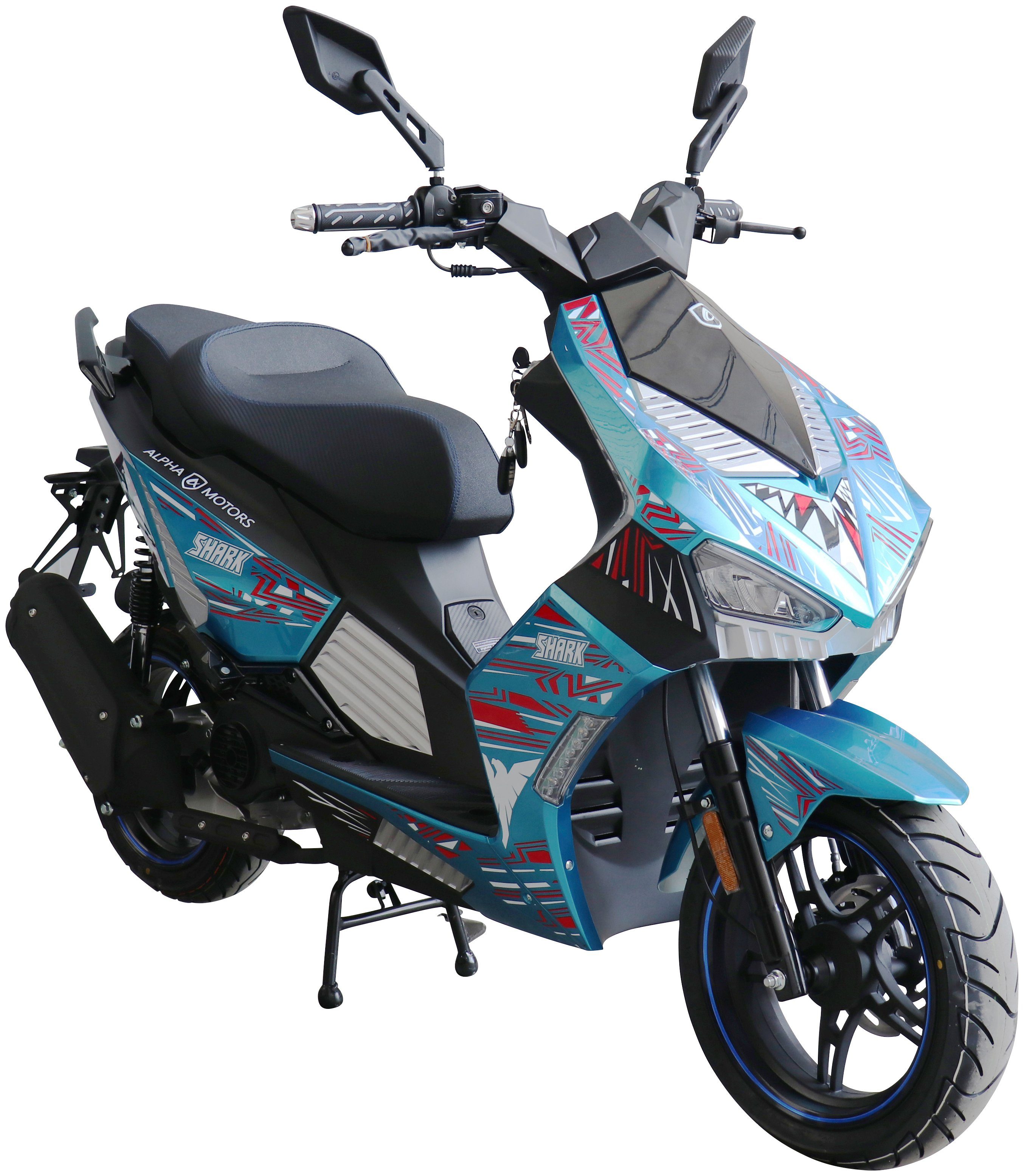 Alpha Motors Motorroller SHARK, 50 ccm, 45 km/h, Euro 5, mit Keyless-System blau | Motorroller