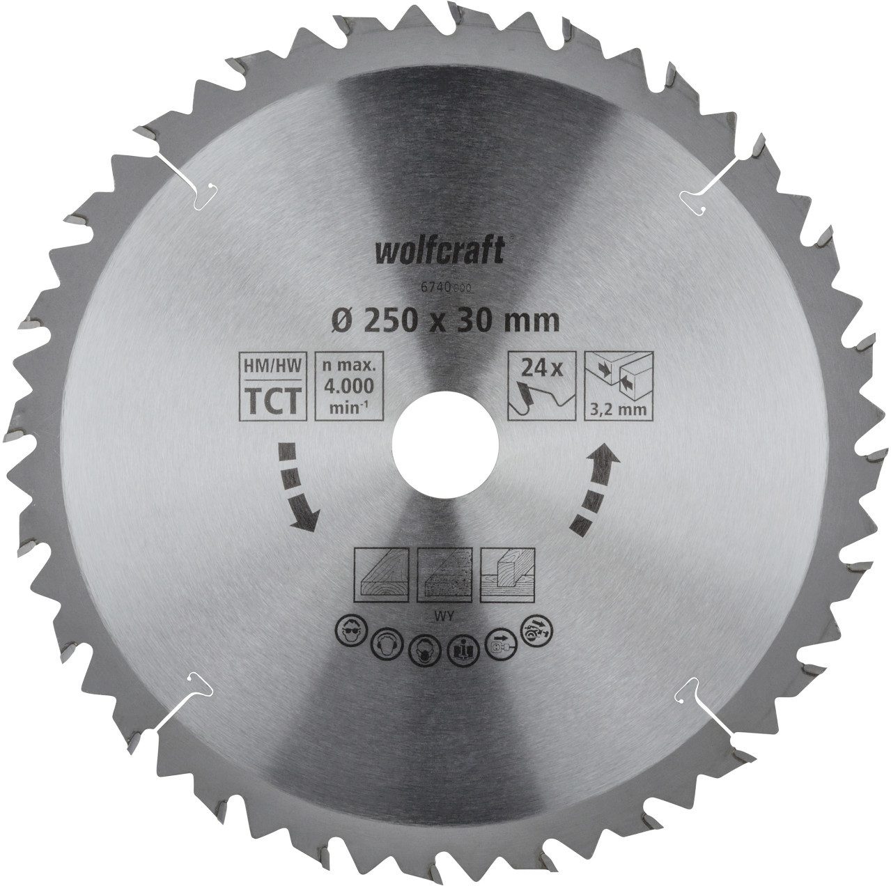 Wolfcraft Kreissägeblatt Wolfcraft Tischkreissägeblatt Hartmetall Ø 250 mm