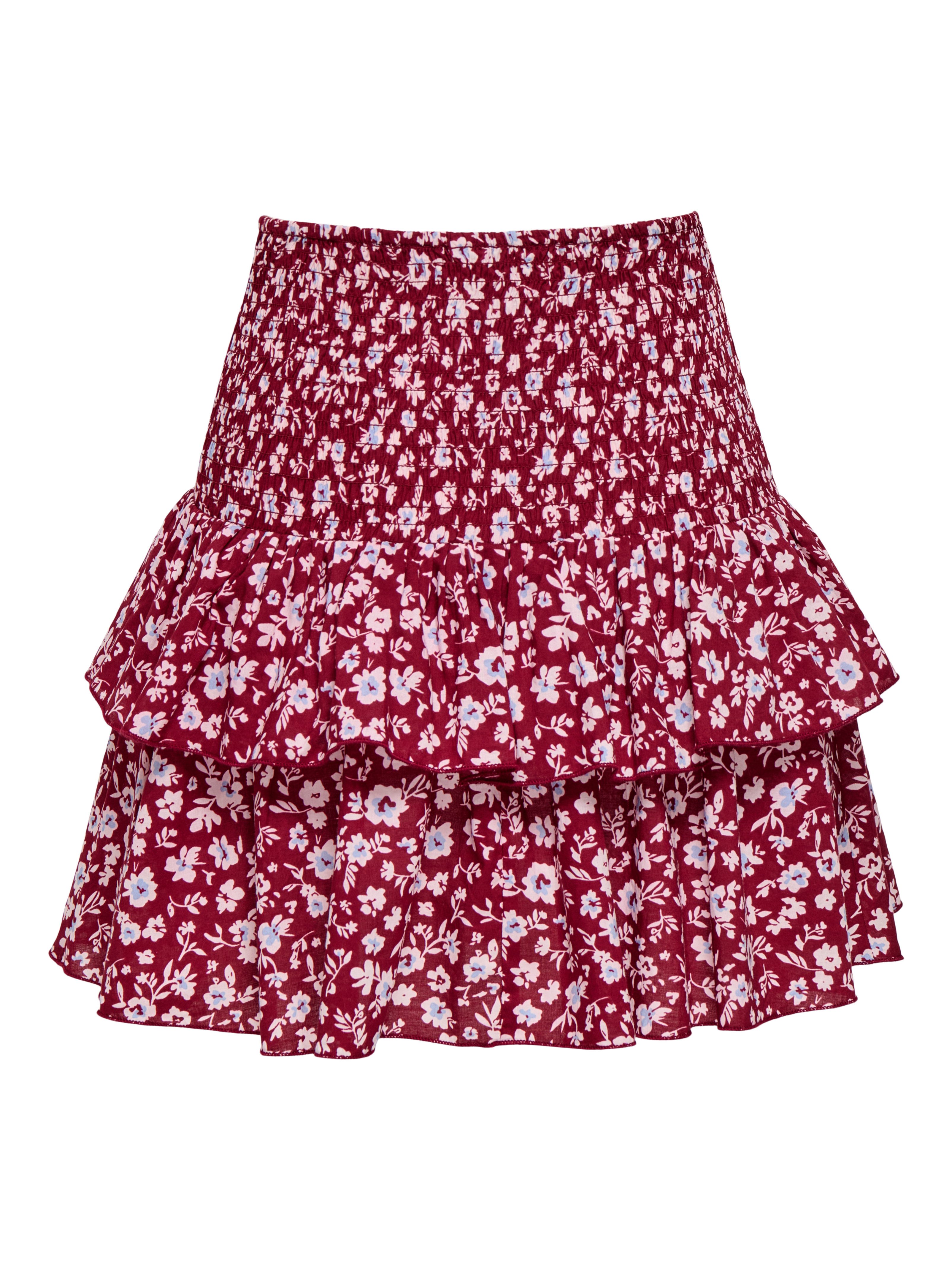 ONLY Minirock ONLZOEY LAYRED SKIRT WVN NOOS Baumwolle, gesmoktes Taillenbündchen, Volant